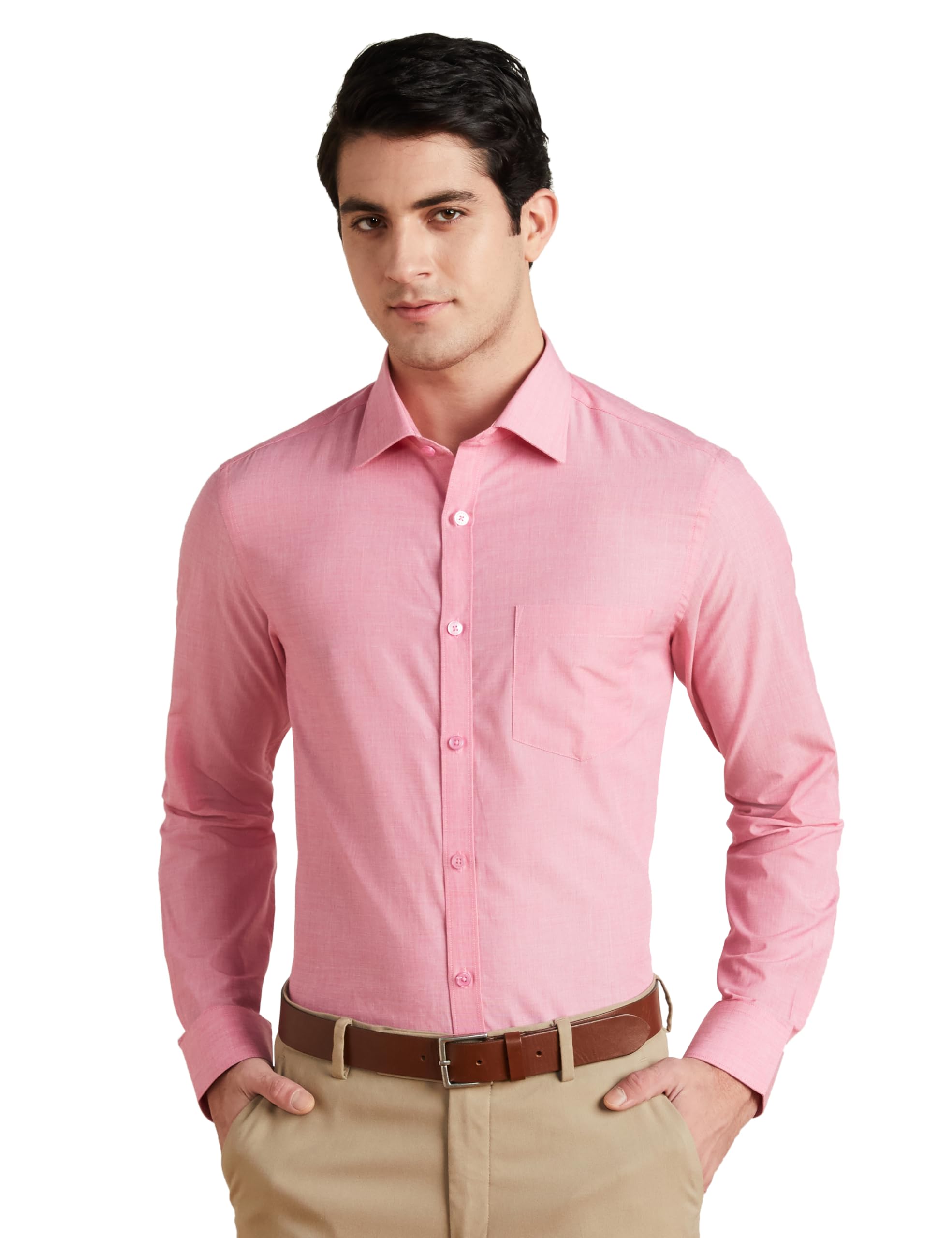 Men's Solid Cotton Slim Fit Formal Shirt | Plain | Full Sleeve-image-18