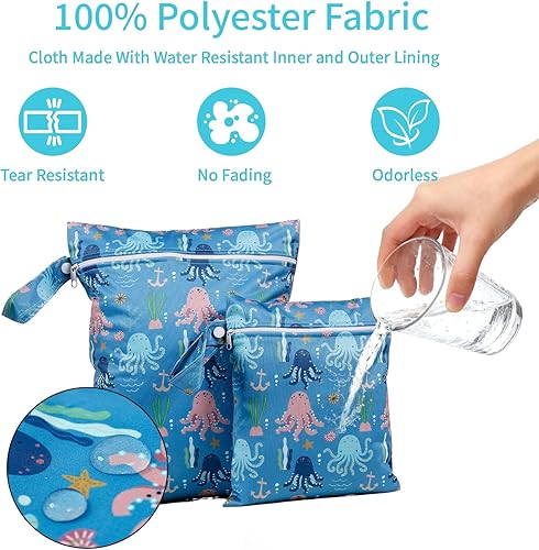 Miniatura 3 de 2 bolsas húmedas, impermeables, reutilizables, con cremallera, bolsillo con cremallera, para viajes, playa, piscina, natación, pañales para bebé,