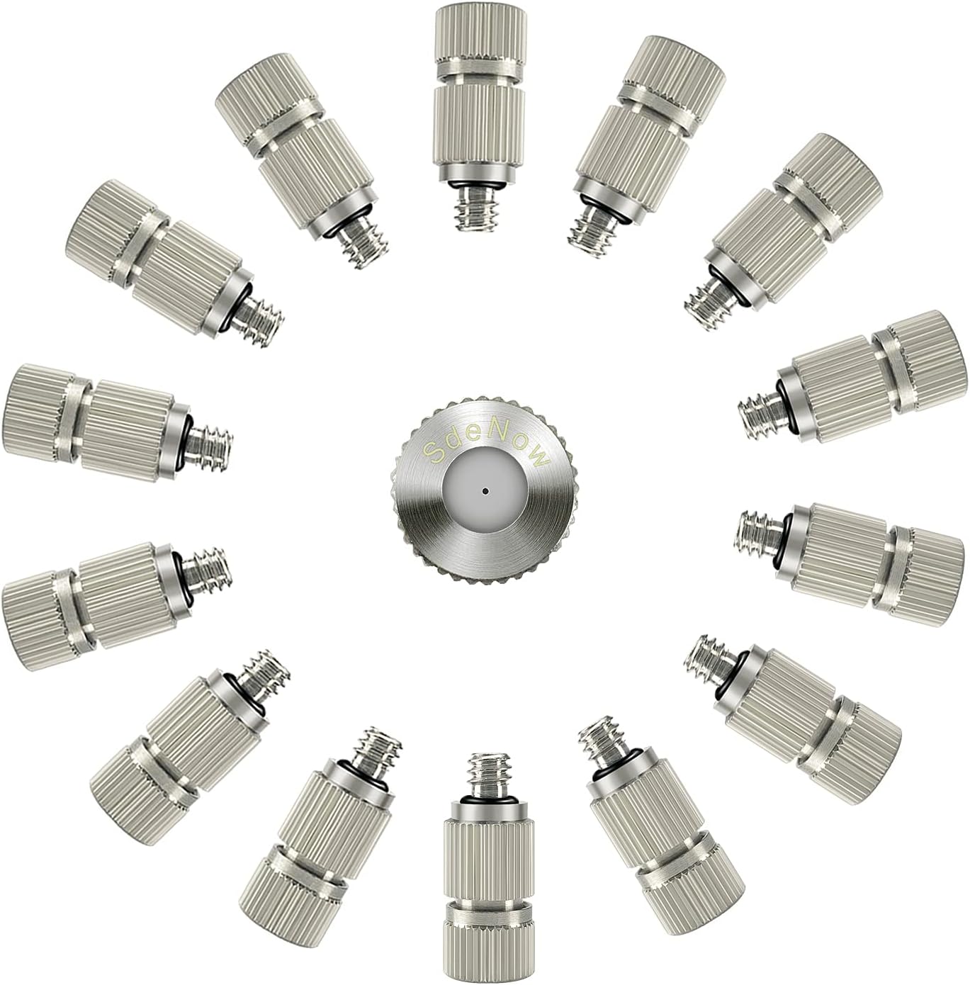 SdeNowHigh Pressure Outdoor Anti-drip Fogging Spray Head Outdoor Cooling Misting System Nozzle, UNC 10/24 Stainless Steel Misting Nozzles 0.012" Orifice (0.3mm), Silver Tone,15 Pcs