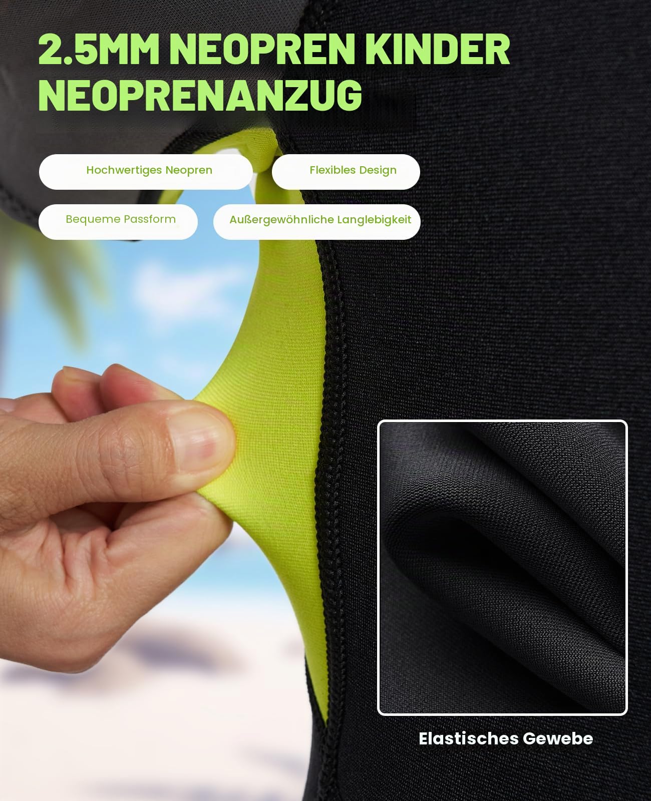 Gogokids Shorty Neoprenanzug Kinder, 2,5mm Neopren Thermo Kurze Nassanzüge mit Rückenreißverschluss, UV-Schutz Neoprenanzüge für Jungen Mädchen 3-10 Jahre zum Schwimmen, Surfen, Tauchen