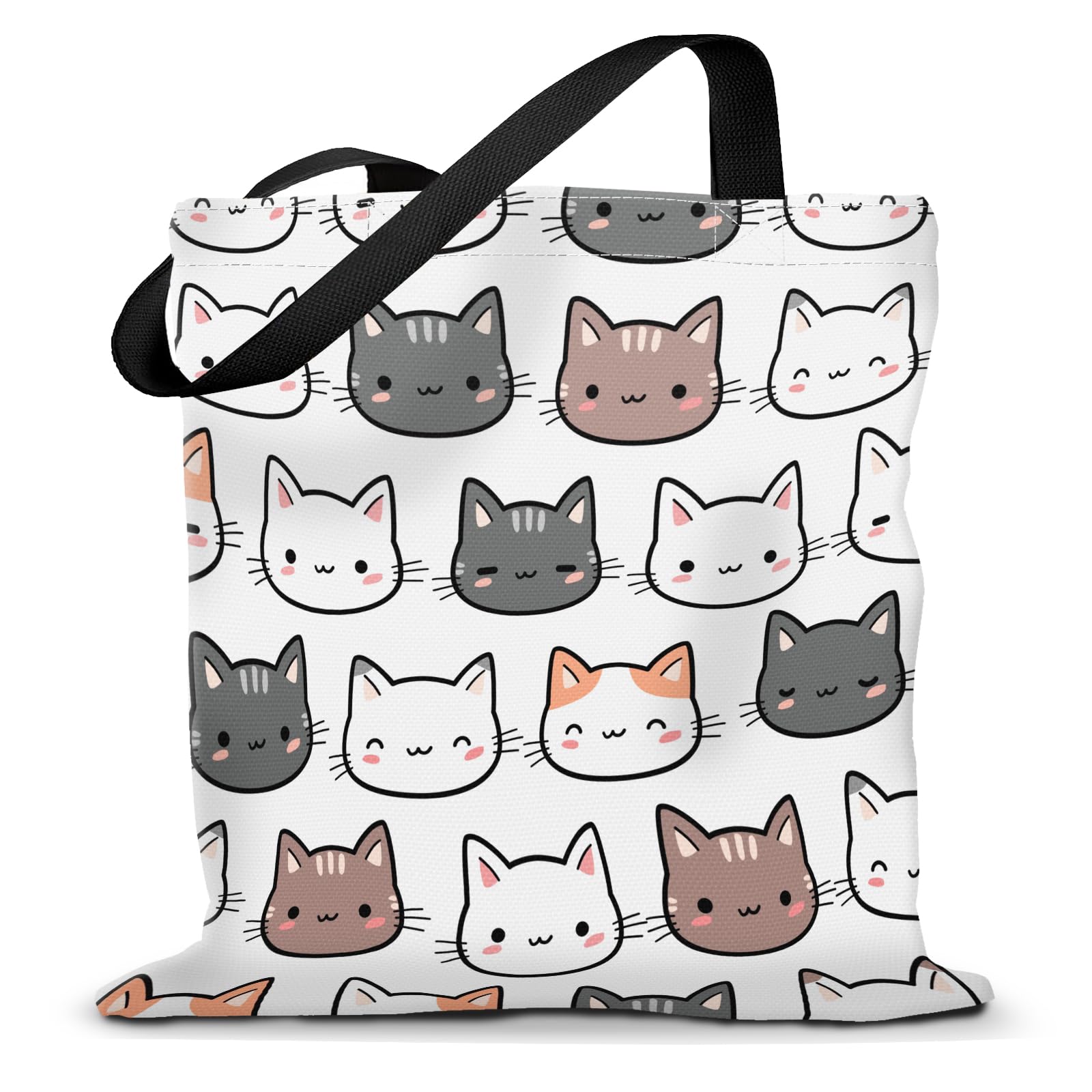 Aeltrp Canvas Tote Bag for Women，Cute Heavy-Duty Shoulder Bag with Zipper Pocket -Travel Tote for Grocery, Gym,Shopping