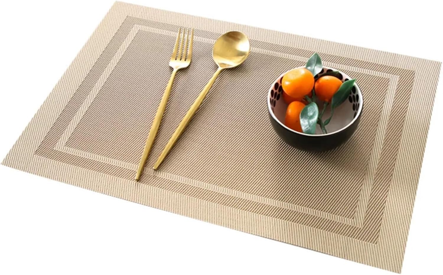 PVC Woven Placemats Waterproof Easy to Clean Wipeable Washable Stain Decoration Dining Kitchen (Color : Placemat 3-C, Size : Rectangular_6 PCS)