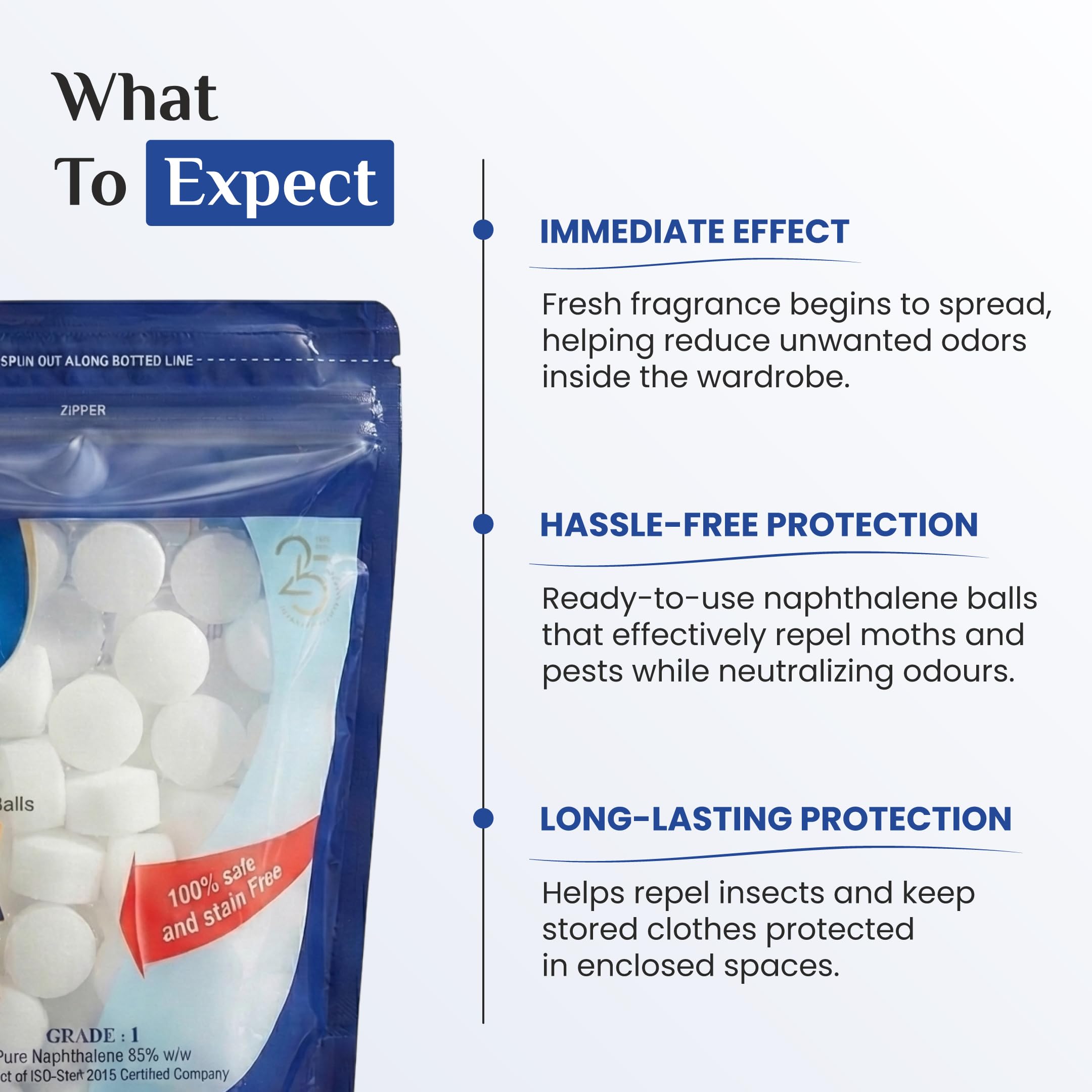 Wonder Fresh Naphthalene Balls | Phenyl Goli | Mothballs for Home & Commercial Use | Naphthalene Balls for Wardrobe, Bathroom, Bookselves, Drawers, Wash Basin - 200g (Pack of 4) White 1