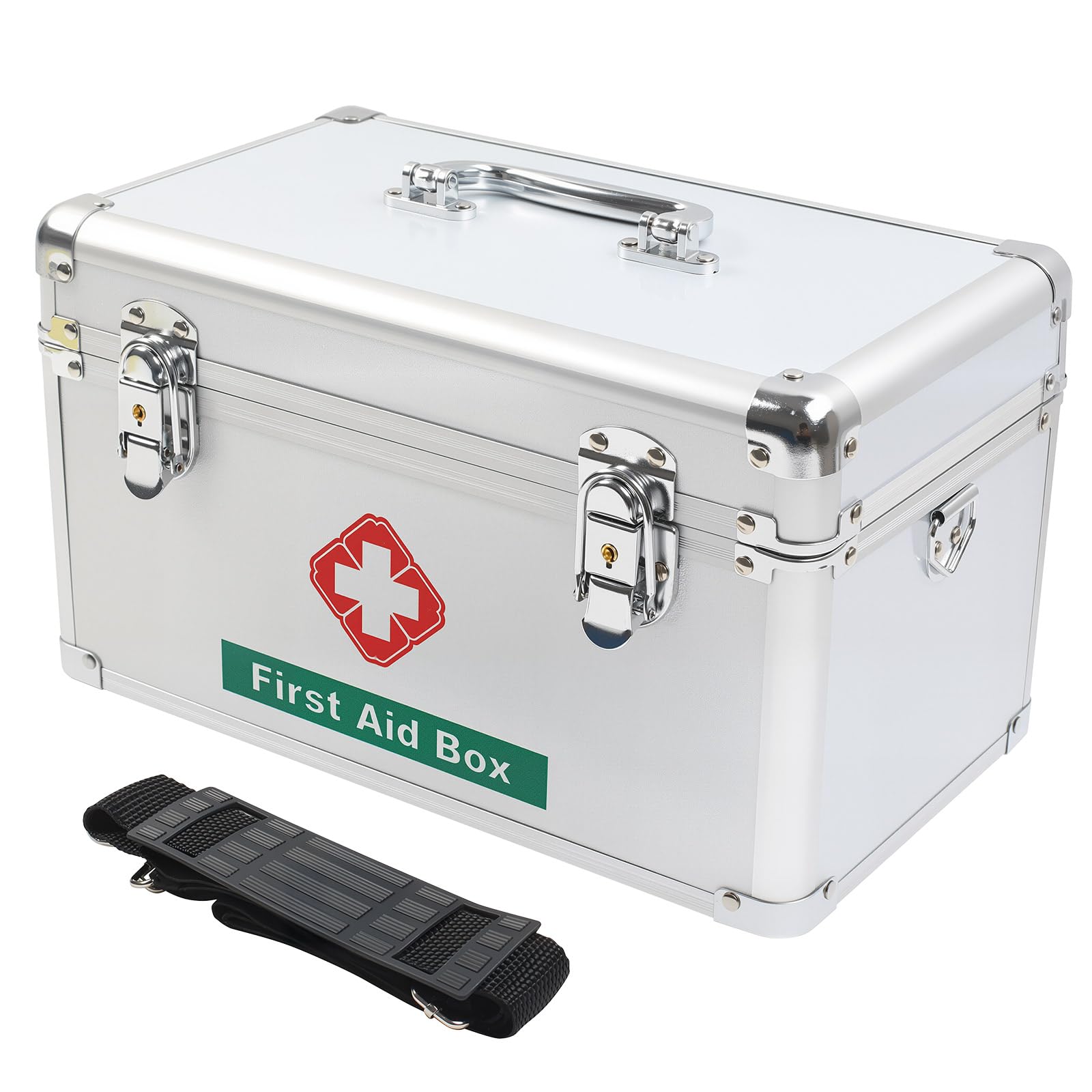 Gemsaya Medicine Lock Storage Box with Key & Handle, Metal, 31.5x18x18cm — image 1