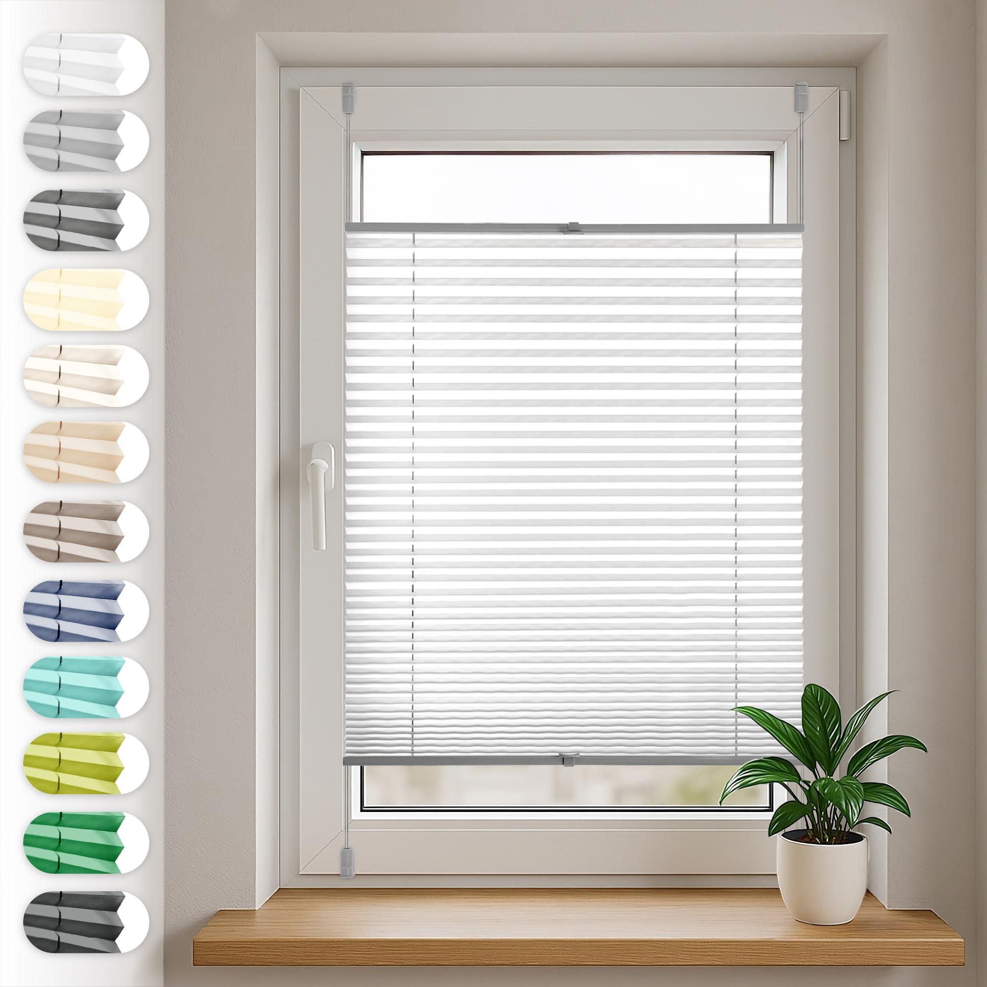 Sonello Plissee Klemmfix ohne Bohren 30 cm x 100 cm – Grau