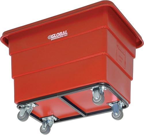 Miniatura 3 de Global Industrial 6 Bushel caja de plástico a granel camión, base de chasis de acero, rojo, 33-25"de largo x 23" de ancho x 24-12"H