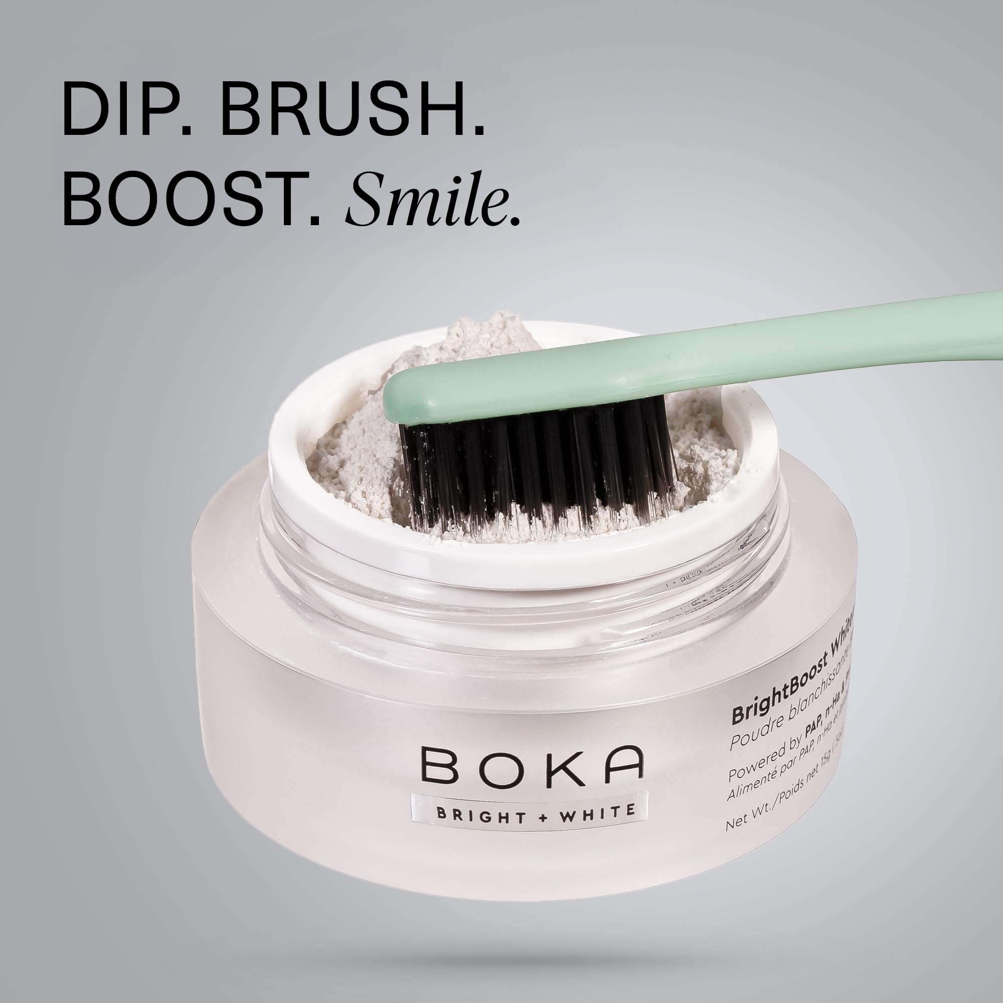 Boka Teeth Whitening BrightBoost Powder - Nano Hydroxyapatite, Appropriate for Sensitive Teeth, Whitening - Toothpaste Alternative with Essential Oils, Has Probiotics, Multivitamins & Aloe