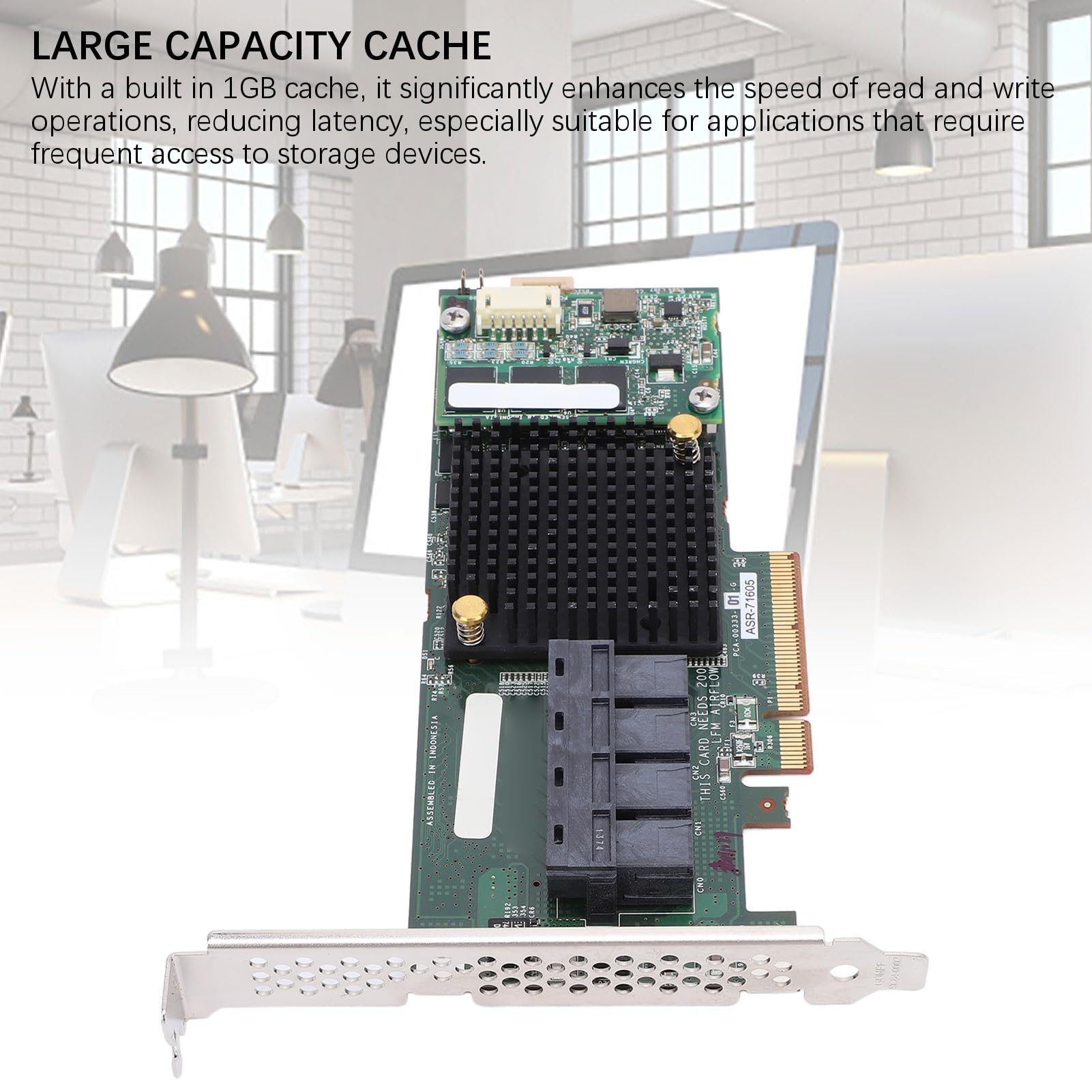 LICAEVEY Tarjeta Controladora Raid SAS, Tarjeta de Matriz ASR 71605, 4 Puertos 8643, caché de 1 GB, Interfaz de Alta Velocidad PCIE X8 de 6 GB, Plug and Play