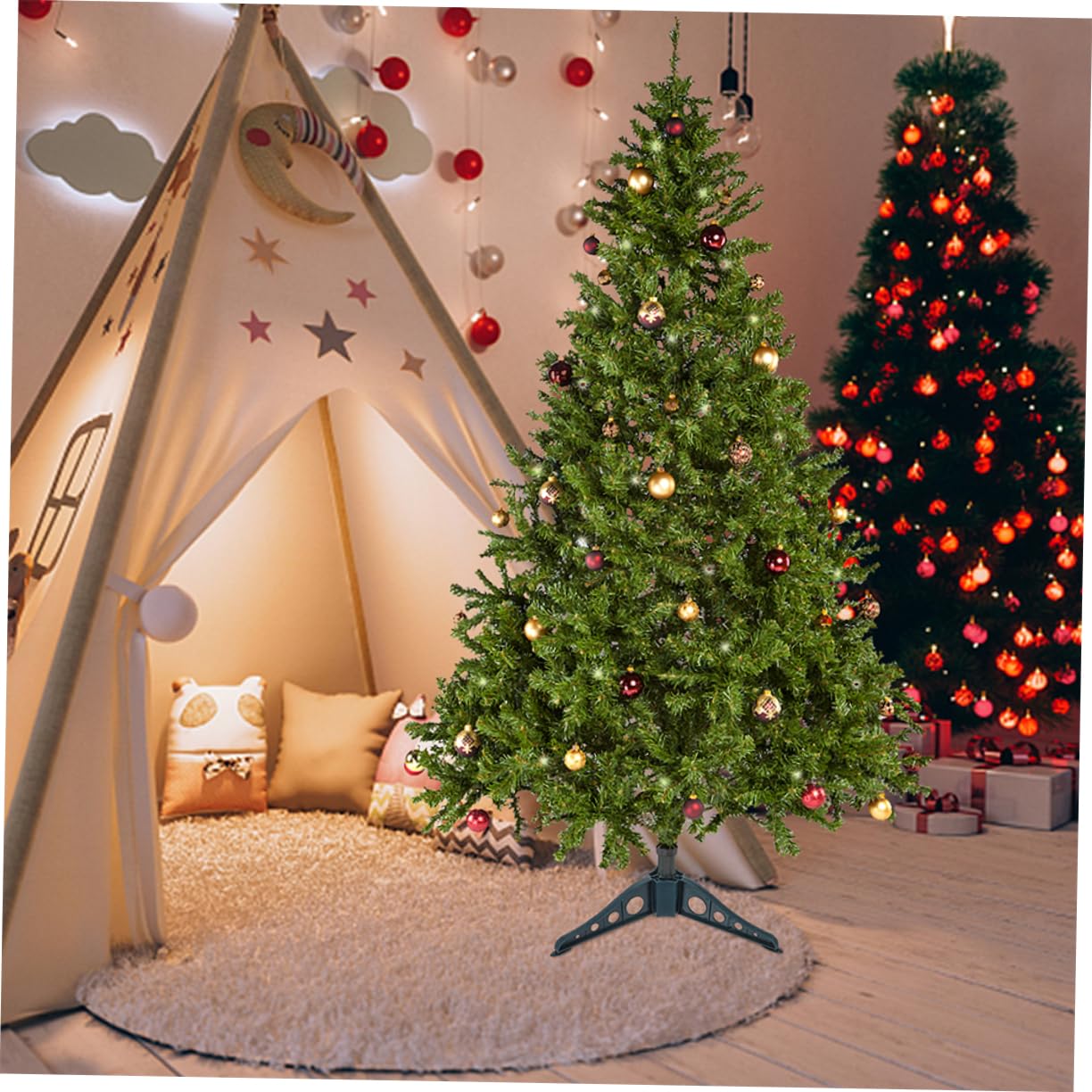 FONDOTIN 4pcs Christmas Tree Stand Sturdy Bracket for Artificial Xmas Tree Easy Installation Compact Design Support for Holiday Decor Festive