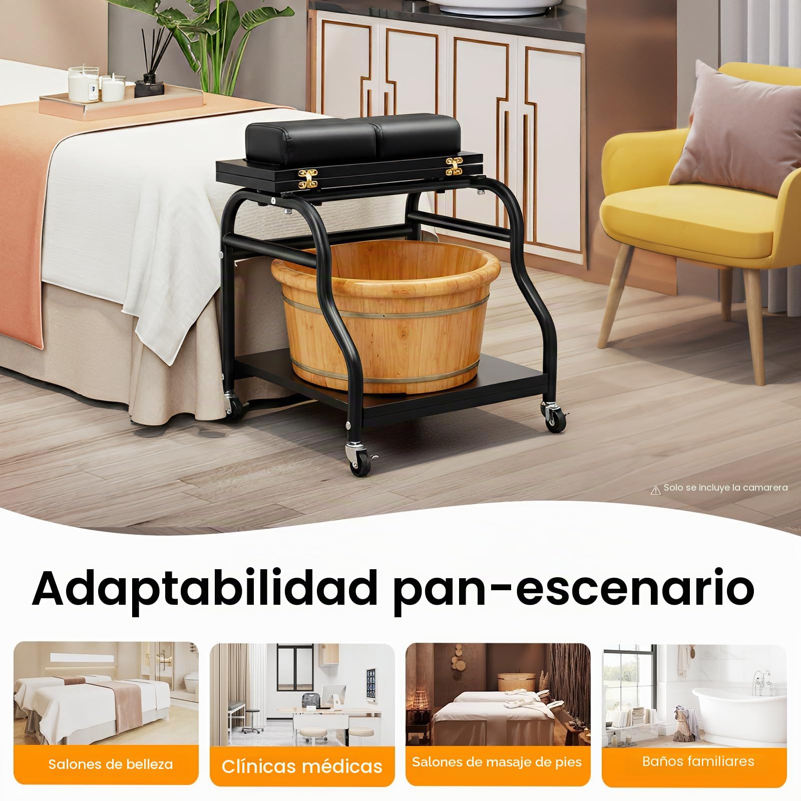 Reposapiés Pedicura, Manicura Funiture Trolley con ruedas, Taburete de baño portátil para pies Trolley, Reposapié para el cuidado de las uñas, Reposapiés, Soporte ideal para salón de belleza