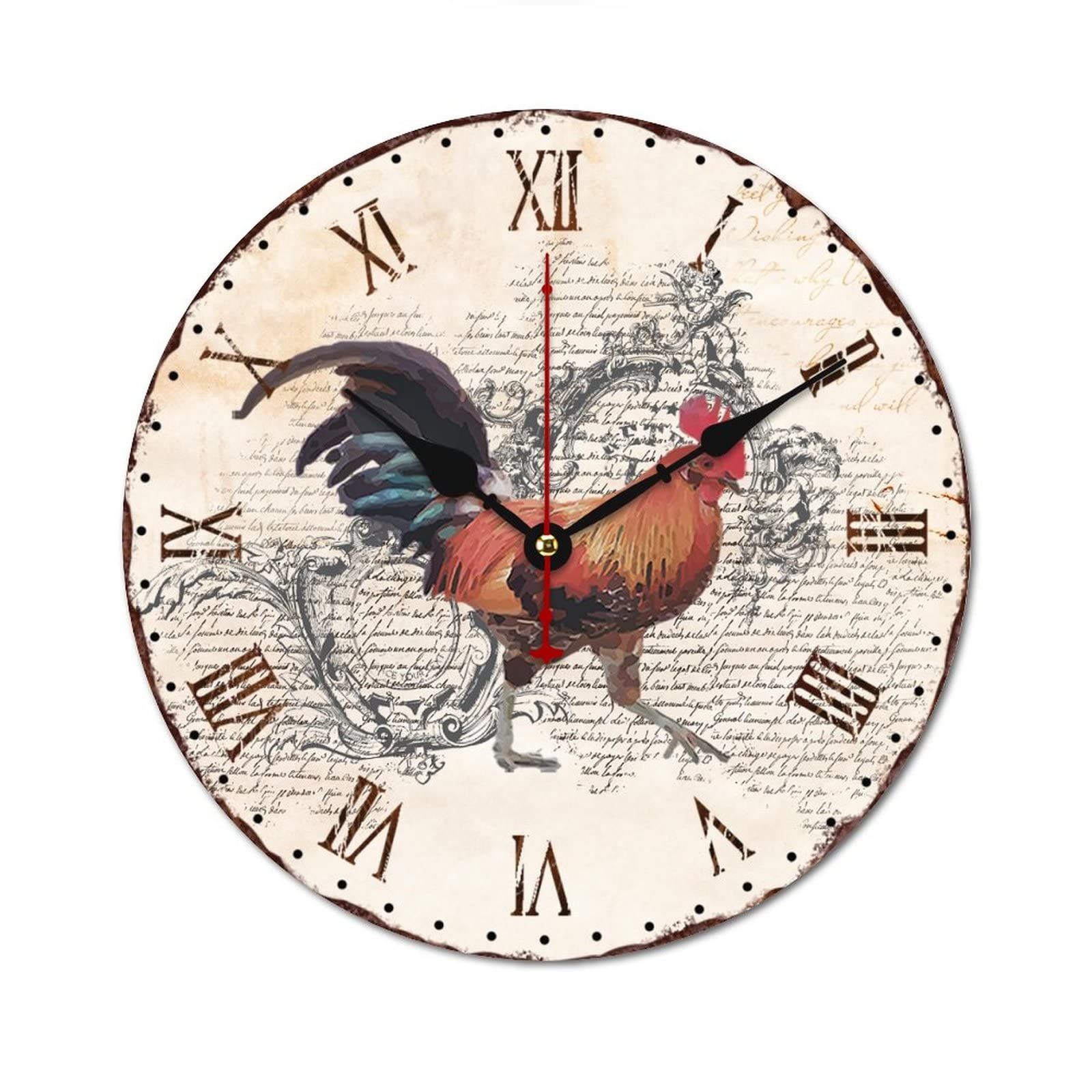 Horloge en bois motif coq pour une ambiance de cuisine campagnarde chic