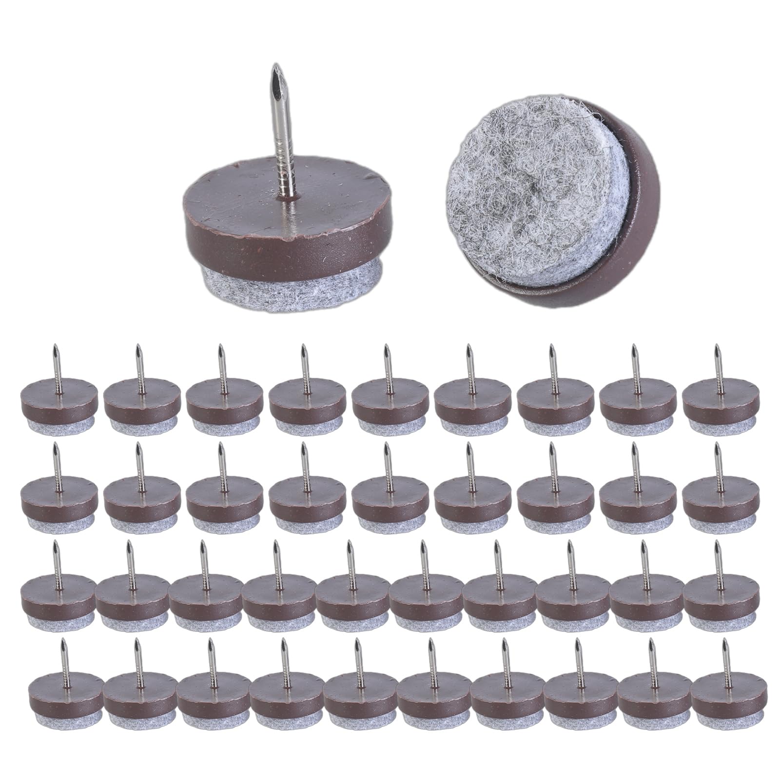 Tsophreniq Brown 50Pieces Sturdy Felt Chair Glides Protective For Floor Protective Without Slip And Metal Materials 22Mm Diameter Abs Furniture Pad