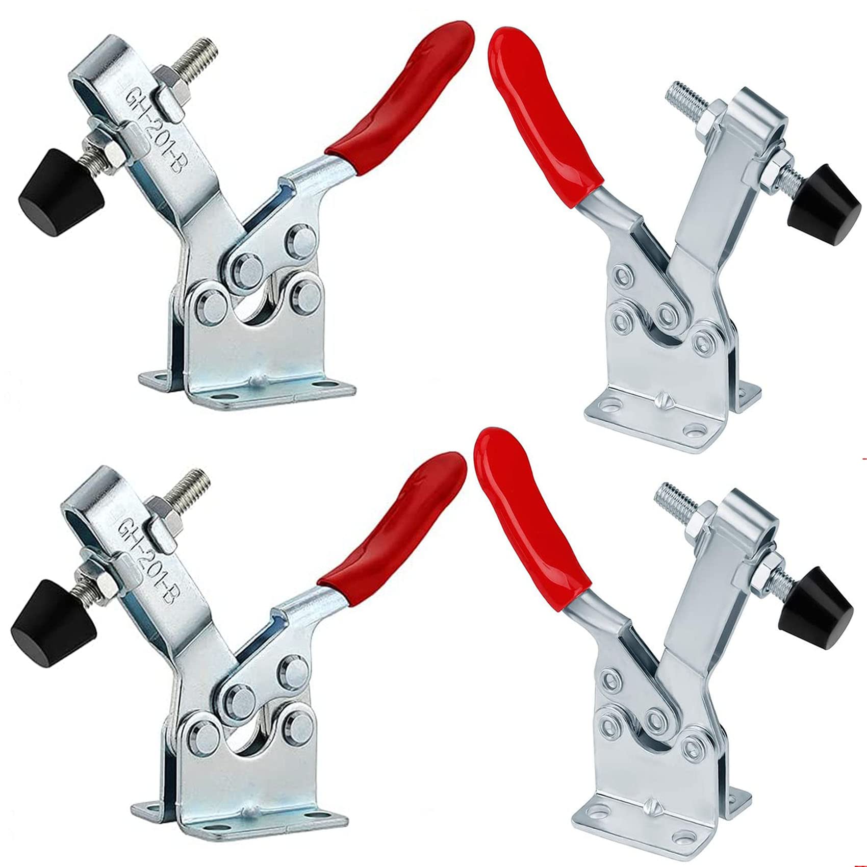 4 pcs Quick Release Toggle Clamp Holding Capacity Hand Tool, Horizontal Heavy Duty Clamp for Jointer Jig, Smoker Lid, Door and Box Case, Adjustable Clamps Latch GH-201B 90Kg/198Lbs