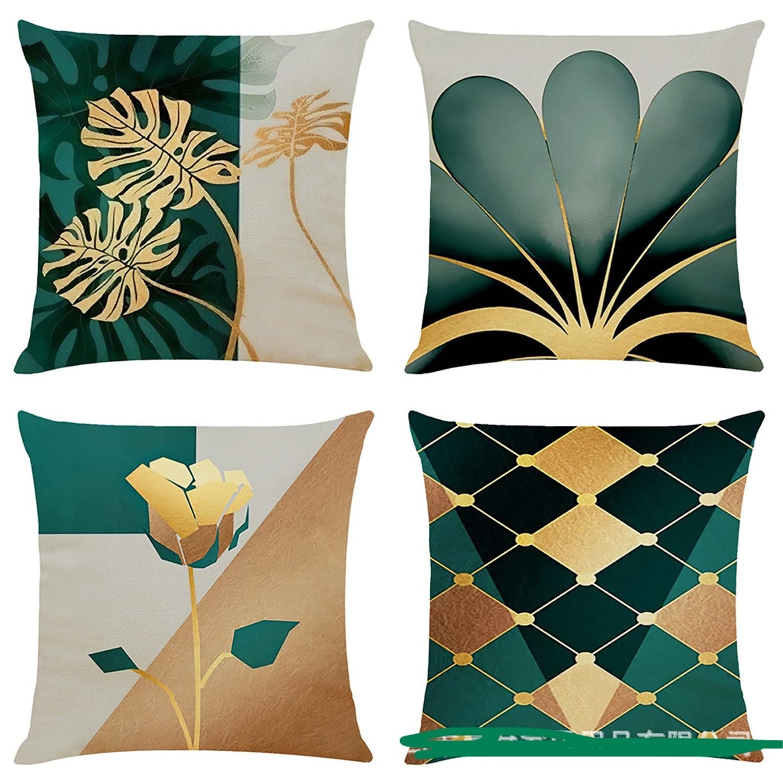 Taie d'oreiller decoration 80x80 cm en lin imprime vegetal de qualite superieure