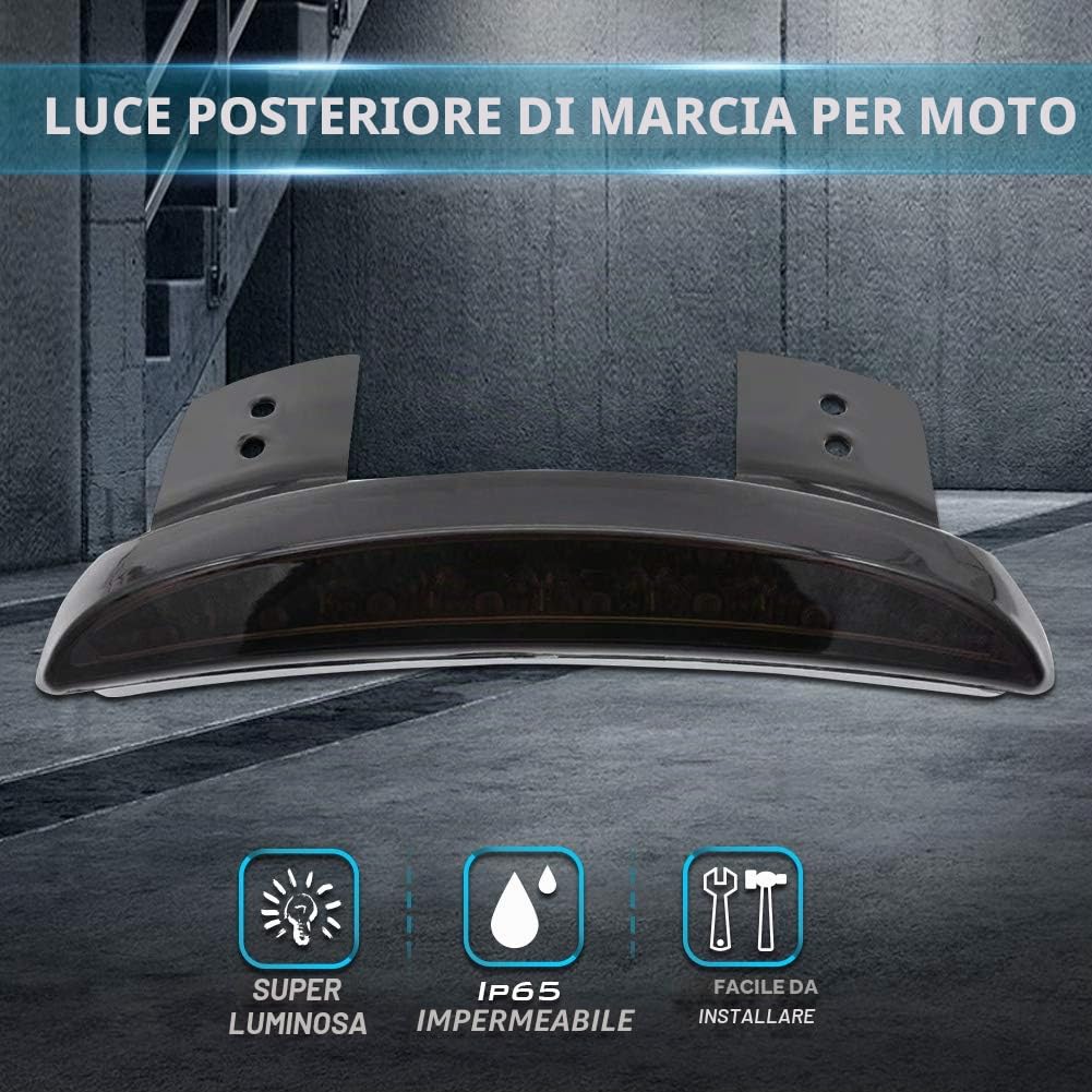 1 PZ Motorcycle Luce Freno Posteriore Paraurti Bordo Rosso LED Motorcycle Corsa Fanale Targa di Licenza per Har*ley Spor-tster XL 883N 1200N XL1200V XL1200X - Affumicata Shell