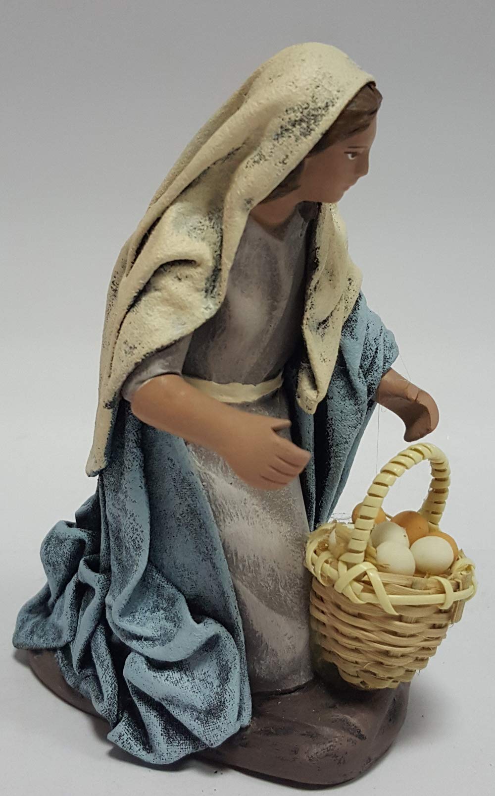 Arte Pesebre - Pastora adorando con Cesta de Huevos, para Figuras de 14 cm.