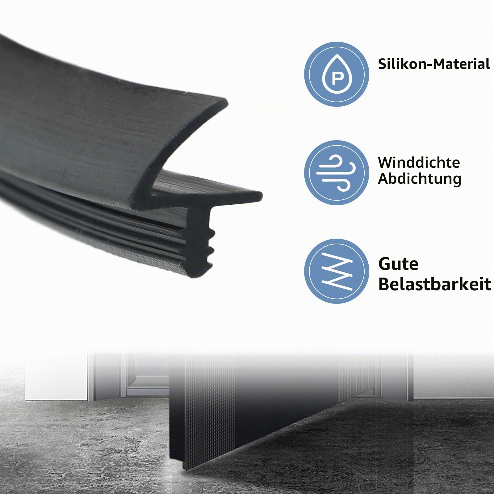 Zimmertürdichtung,CEIEVER Dichtungsband für Türen Fenster 10M/25M Türdichtung für 3mm Nut und 11mm Falz Türwetter-Stripping Türdichtungen für Türrahmenfenster Schalldämmung (Schwarz, 25M)