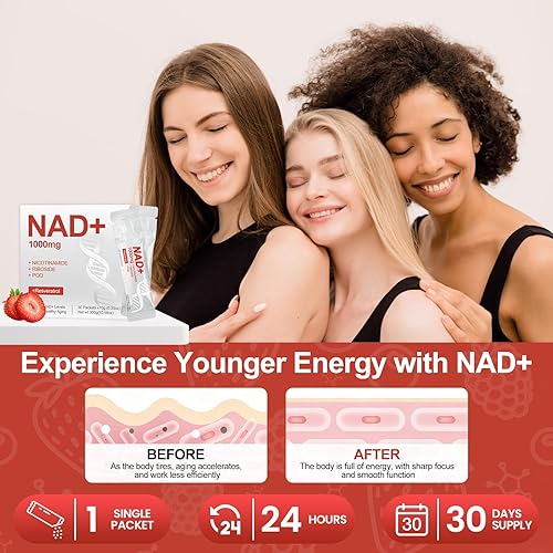 Miniatura 5 de Craftmetal Suplemento líquido NAD+ de 1000 mg, con ribósido de nicotinamida, PQQ y resveratrol, suplementos NAD para mujeres y hombres, aumenta la