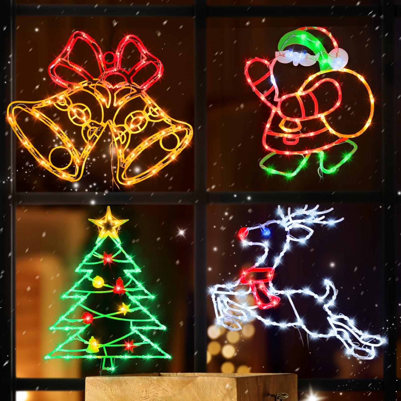 Renne et cloche de Noël lumineuse étanche grand modèle TRWYMZ intérieur extérieur