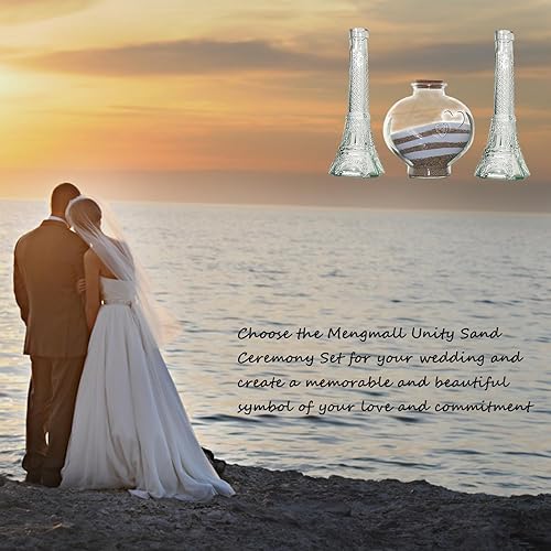 Miniatura 6 de Kit de ceremonia de arena para boda, juego de unidad de boda, jarrones decorativos hechos a mano (arena marrón y blanca incluida)