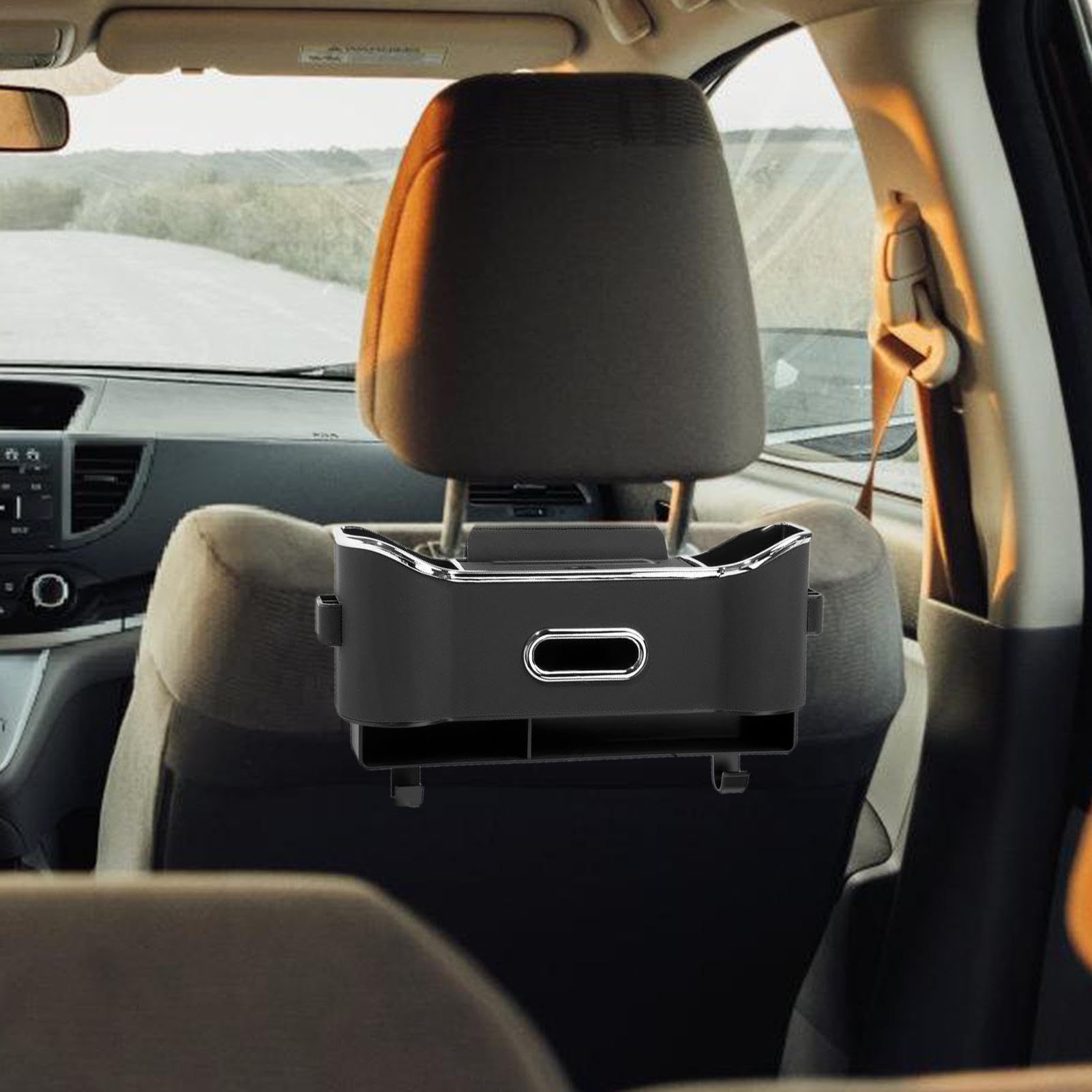 Organizer per sedile auto, con design a 2 ganci | in pelle sintetica per snack