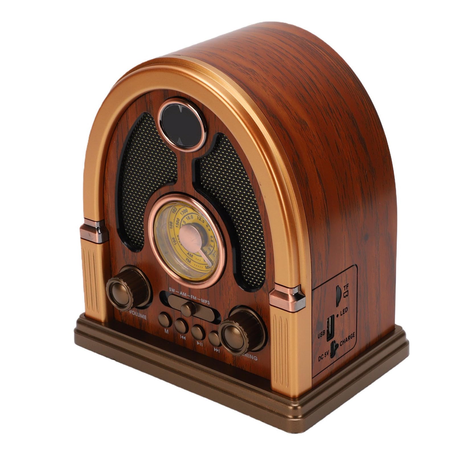 VBESTLIFE Radio Am FM SW Portátil Vintage con Bluetooth (Oscuro) | Altavoz de radio retro, estéreo inalámbrico verdadero, reproducción de tarjeta de memoria USB, antenas de alta sensibilidad