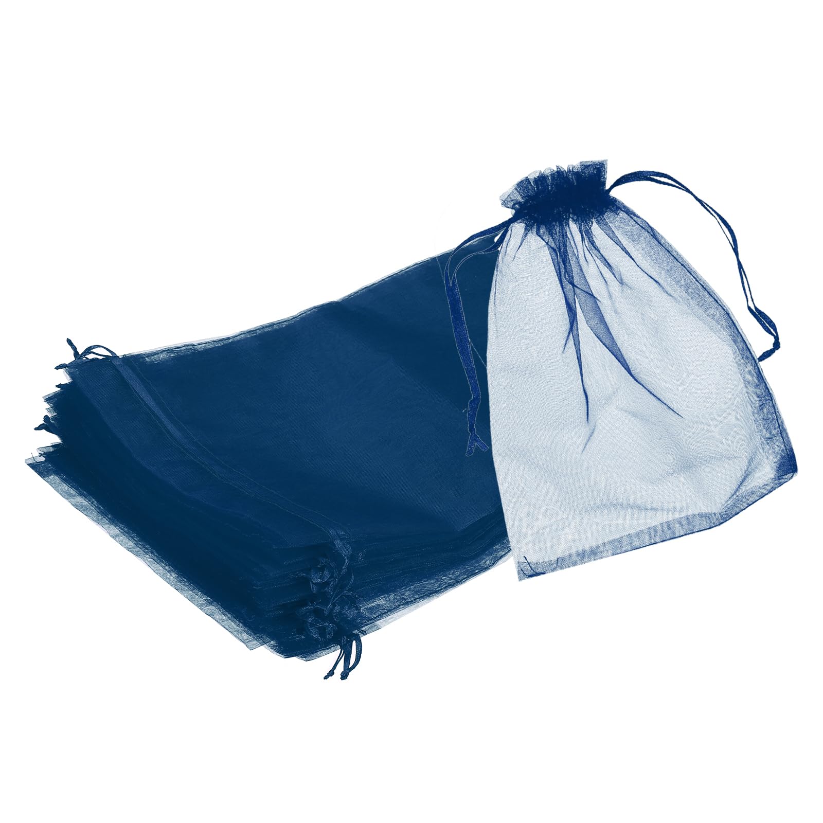 sourcing map 25pcs Organza Bags 20x30cm Drawstring Favor Pouches Navy Blue