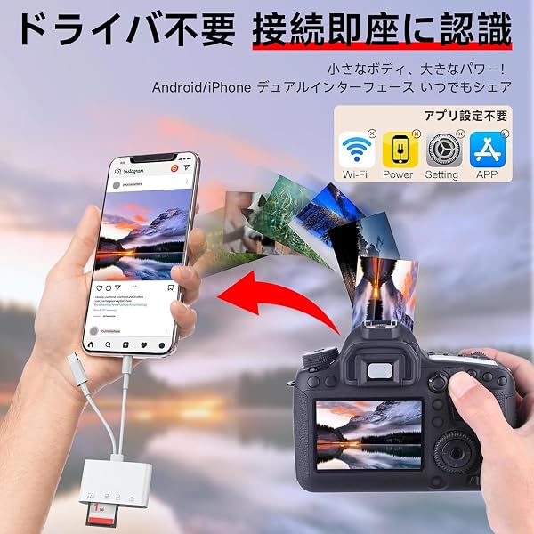 iphone sdカードリーダー【2026年アップグレード】4in1 USB/SD/TF変換アダプタ USB3.0双方向転送高速転送 写真/ビデオ/資料の読み込みをサポート 急速充電 操作が簡単 設定不要 iPhone/iPad/PC/Androidスマホなどのデバイスに対応 - 4
