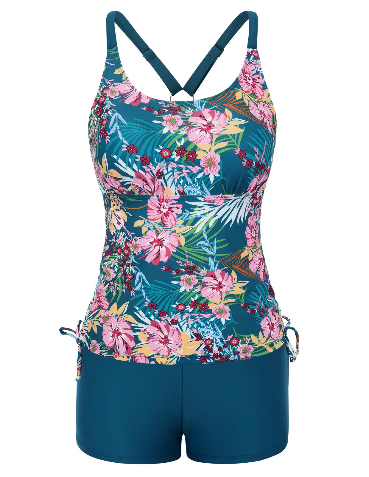 JASAMBAC Tankini Damen Zweiteiliger Badeanzug Bauchweg Tankini Oberteil Und High Waist Badeshorts Komfortabel Bademode Mit Verstellbare Schultergurte Sportlich Strandmode