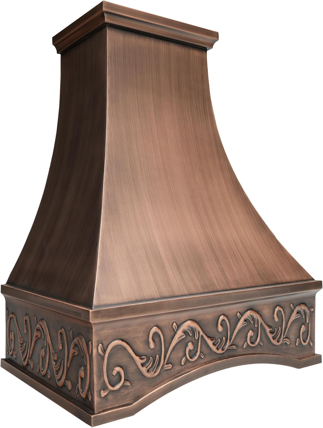 CT Copper Tailor Copper Vent Hood Island Mount,30.5'' W,36''H, 600 CFM Exhaust Fan,Stainless Steel Vent,LED Light,Dishwasher-Safe Baffle Filters,Smooth Texture-Medium Patina,VH26-7A1