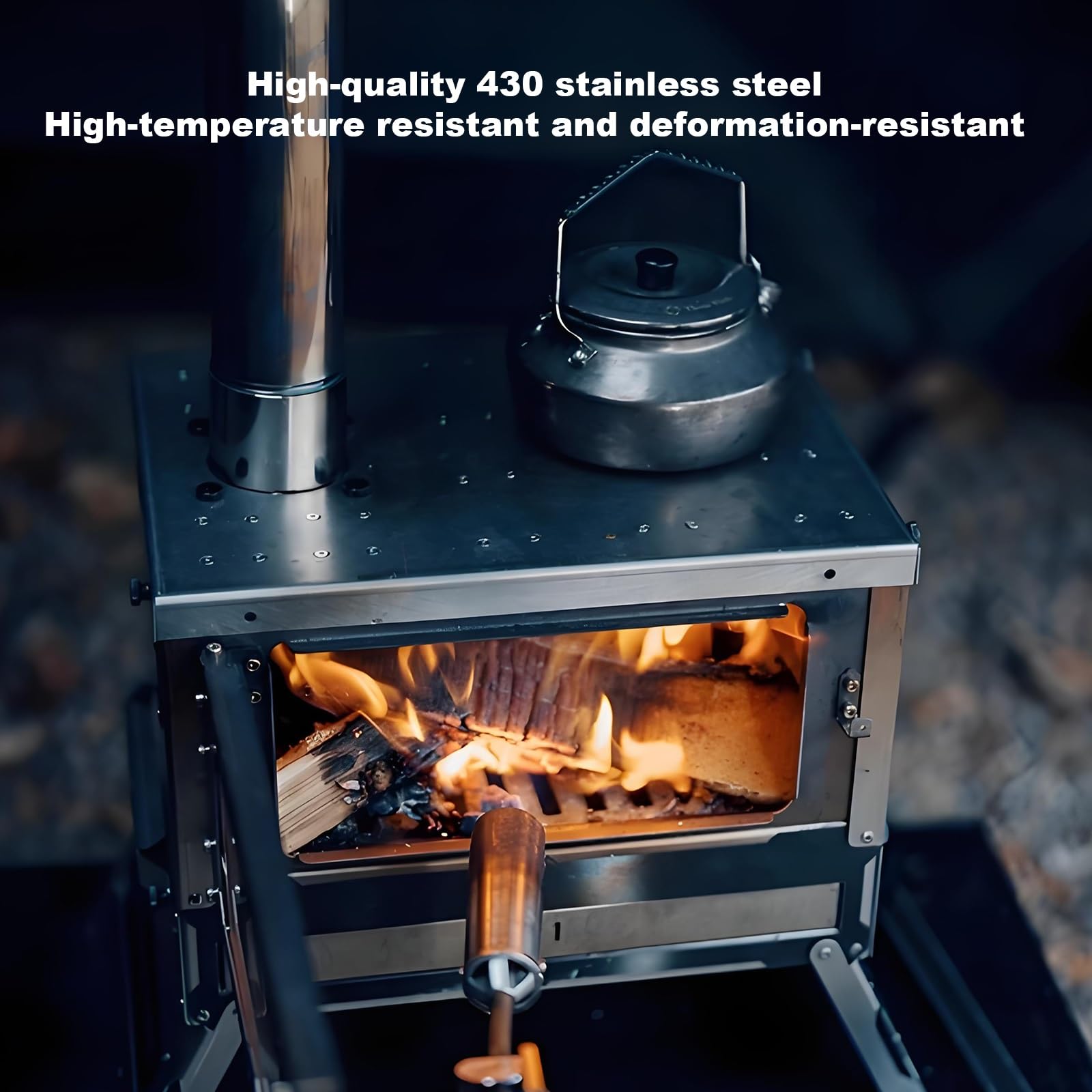 Stufa a Legna da Campeggio In Acciaio Inox Stufas Portatile con Canna Fumaria e Borsa Stufas Multifunzionale da Esterno per Cucinare e Riscaldare al Freddo