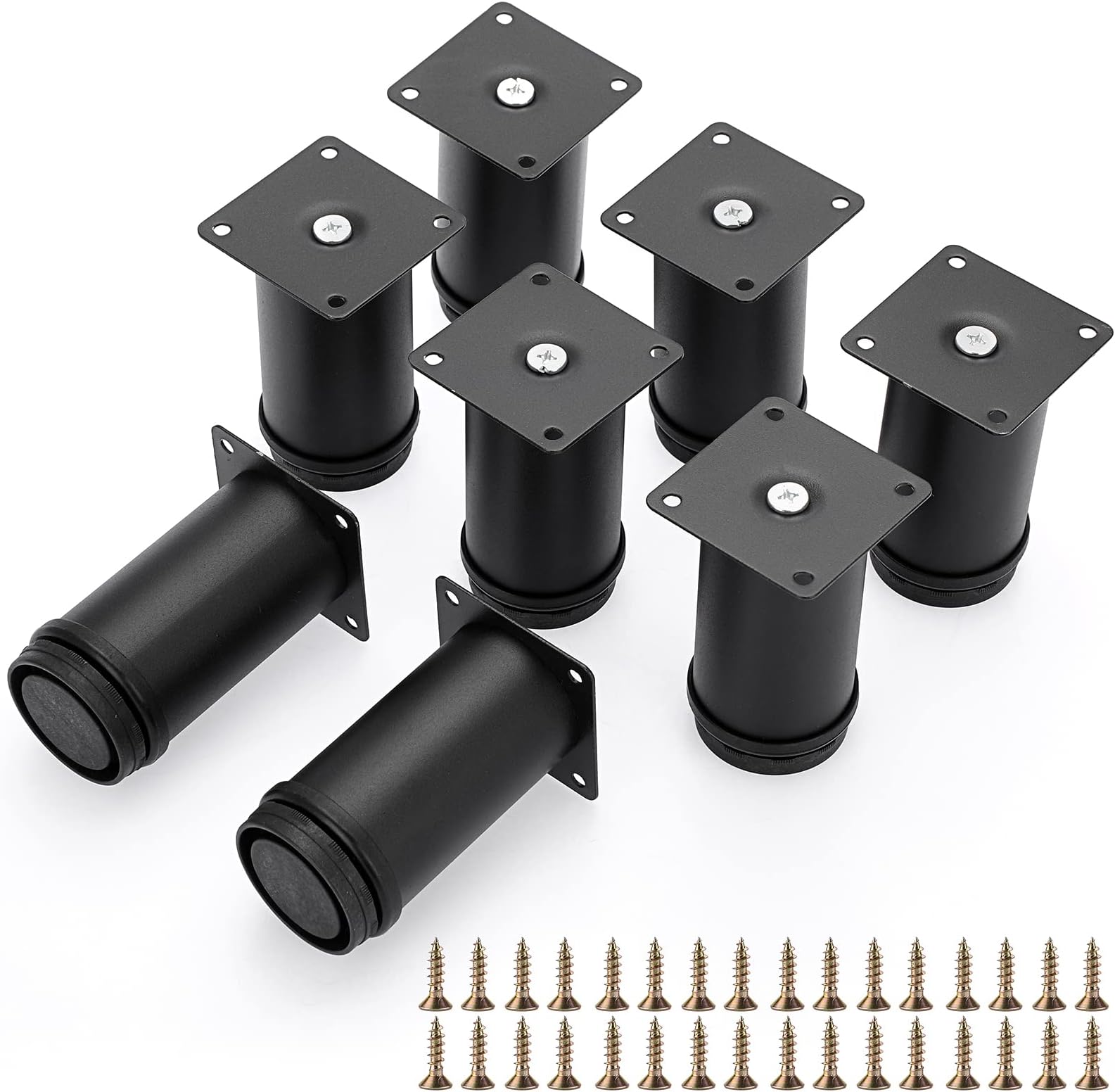 BTSKY 8PCS 4 Inch Adjustable Height Furniture Legs Feets Metal