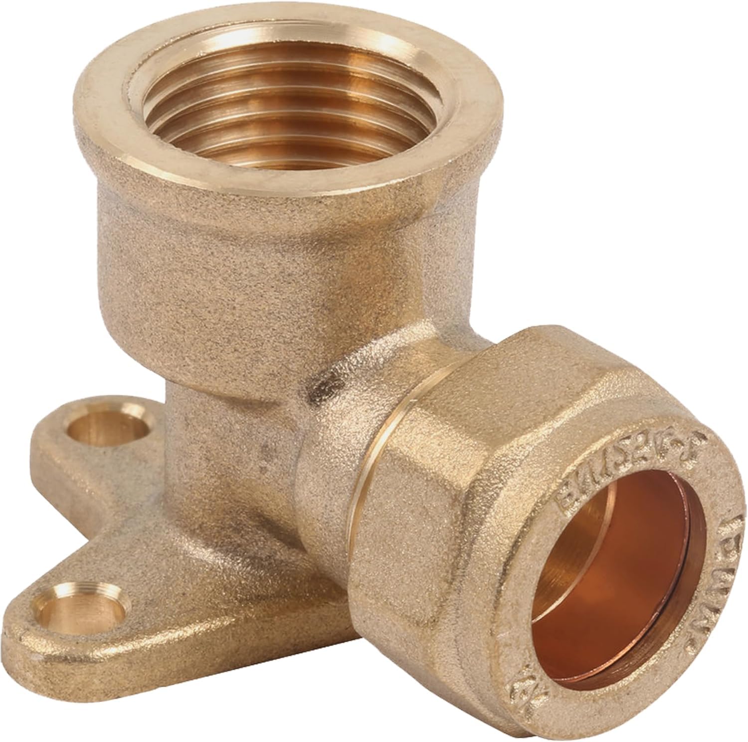 Aigher 15mm Compression Elbow Wall Plate, Brass Plumbing Fitting for Outside Tap, 15mm x 1/2 inch Female Thread