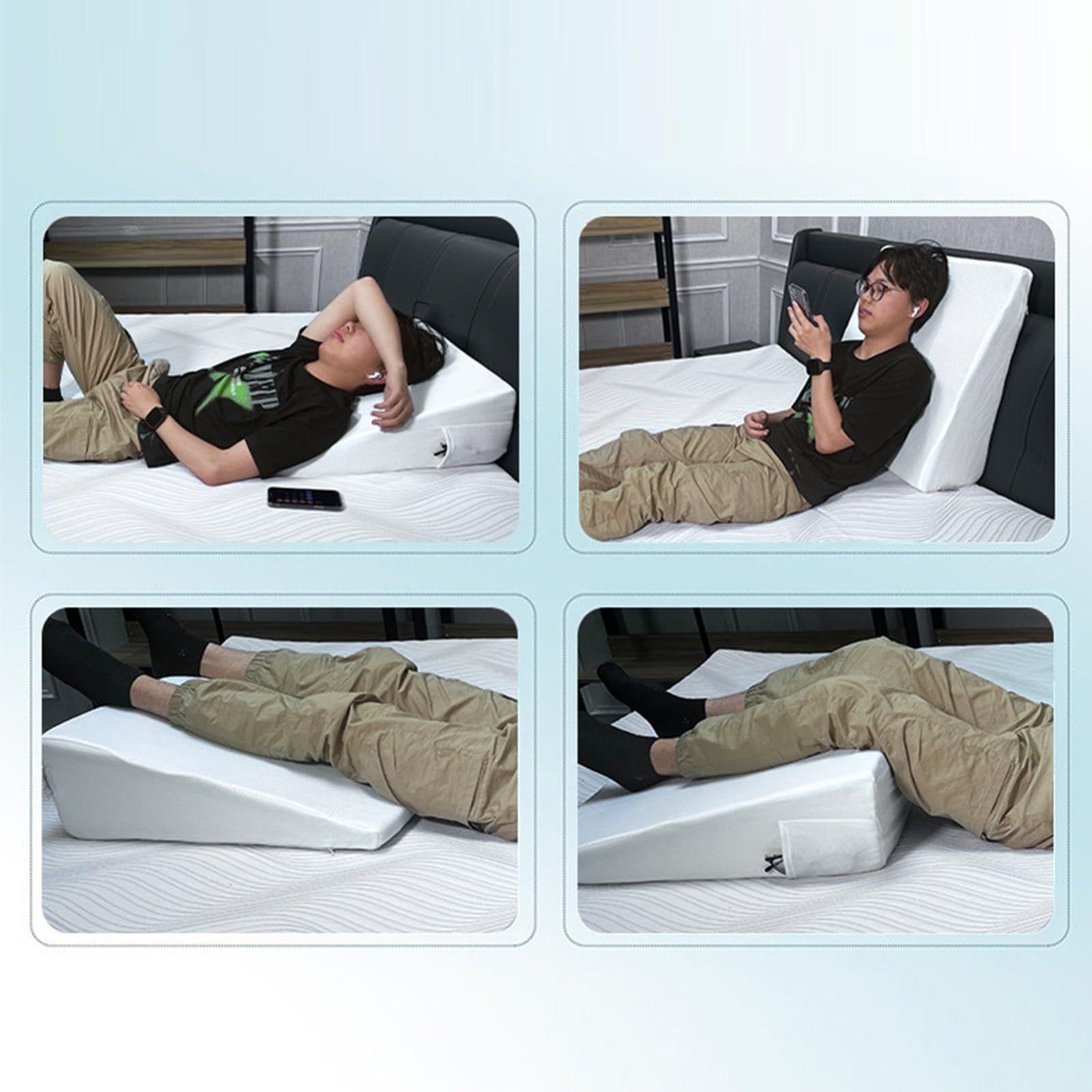 Soporte De Espalda para Sentarse En La Cama,Almohada Ortopédica De Espuma Viscoelástica para Adultos,Reduce El Dolor De Espalda,Almohada De Cuña Ergonómica De Espuma Viscoelástica