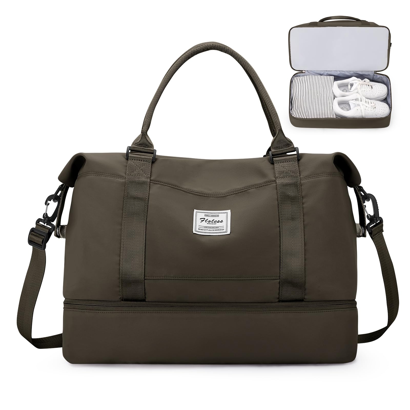 SEAFEW Bolsa de Viaje 40x20x25 para Ryanair,Impermeable Bolsa de Deporte para Gimnasio,Bolsa de Mano Equipaje de Fin de Semana 40x30x20 para Mujer,Bolso de Natación para Playa,D15-Gris Claro — view 15