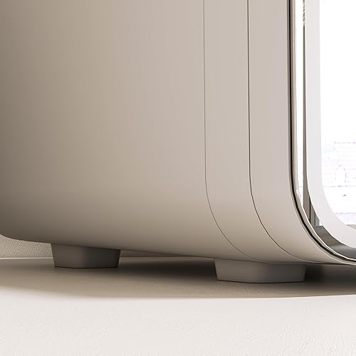 Miniatura 9 de HOMCOM Mini refrigerador para dormitorio o automóvil con espejo LED regulable (10L8 latas), enfriador y calentador, refrigerador portátil para el