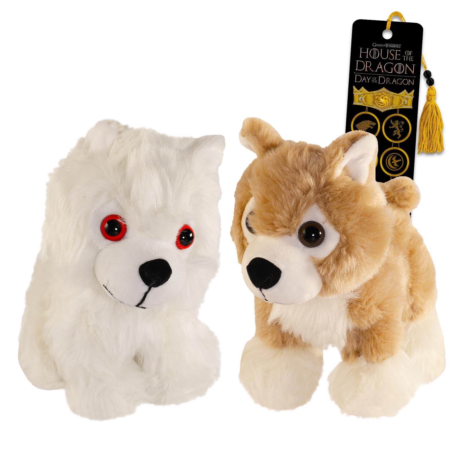 Screen Legends Direwolf Plush - Game of Thrones Plushies Bundle with 2 Plush Toys, Bookmark