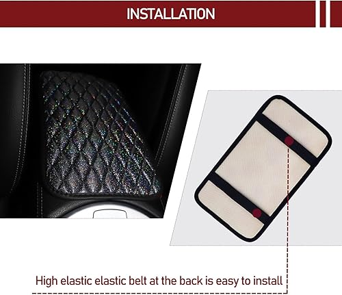 Miniatura 5 de 1 funda brillante para reposabrazos de consola central, 7.48 x 12.59 pulgadas, acolchado dorado con purpurina tridimensional, transpirable, grueso,