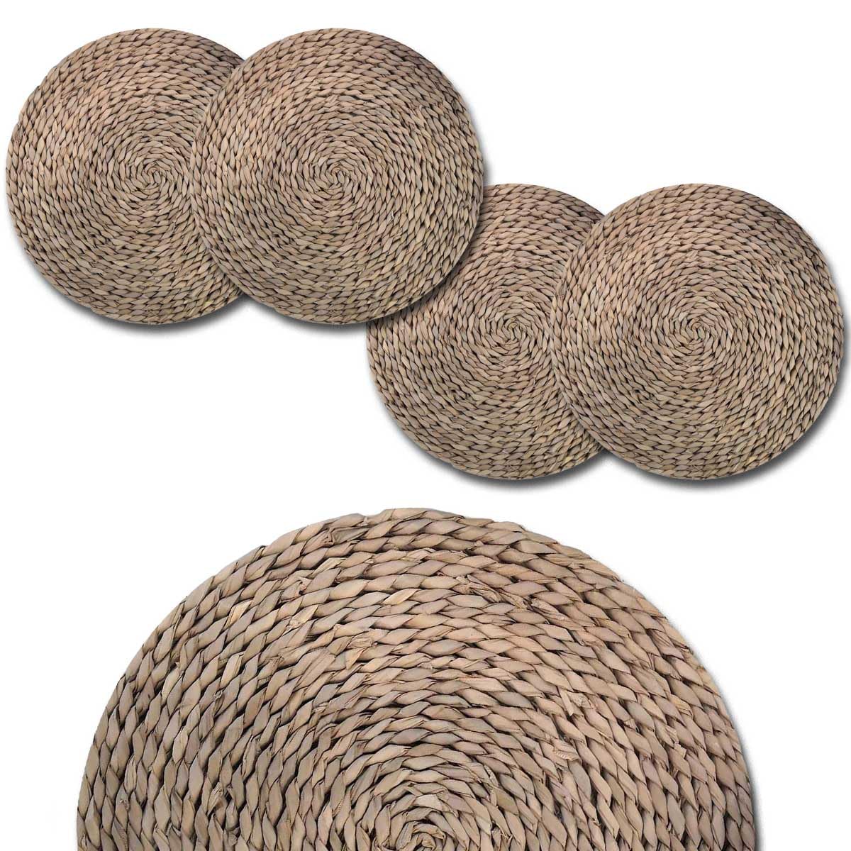 ARCA, Set di 4 Sottopiatti Rotondi in Fibra di Mais, per 4 Persone, Ideali per la Tavola, Resistenti e Duraturi, Colore Marrone, Diametro 38 cm