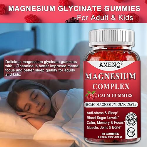 Miniatura 6 de Organic Magnesium Glycinate 400mg Gummies,10-in-1 Magnesium Gummies Glycinate with Zinc Vitamin D3 Plus L-Theanine Chelate Potassium Magnesium