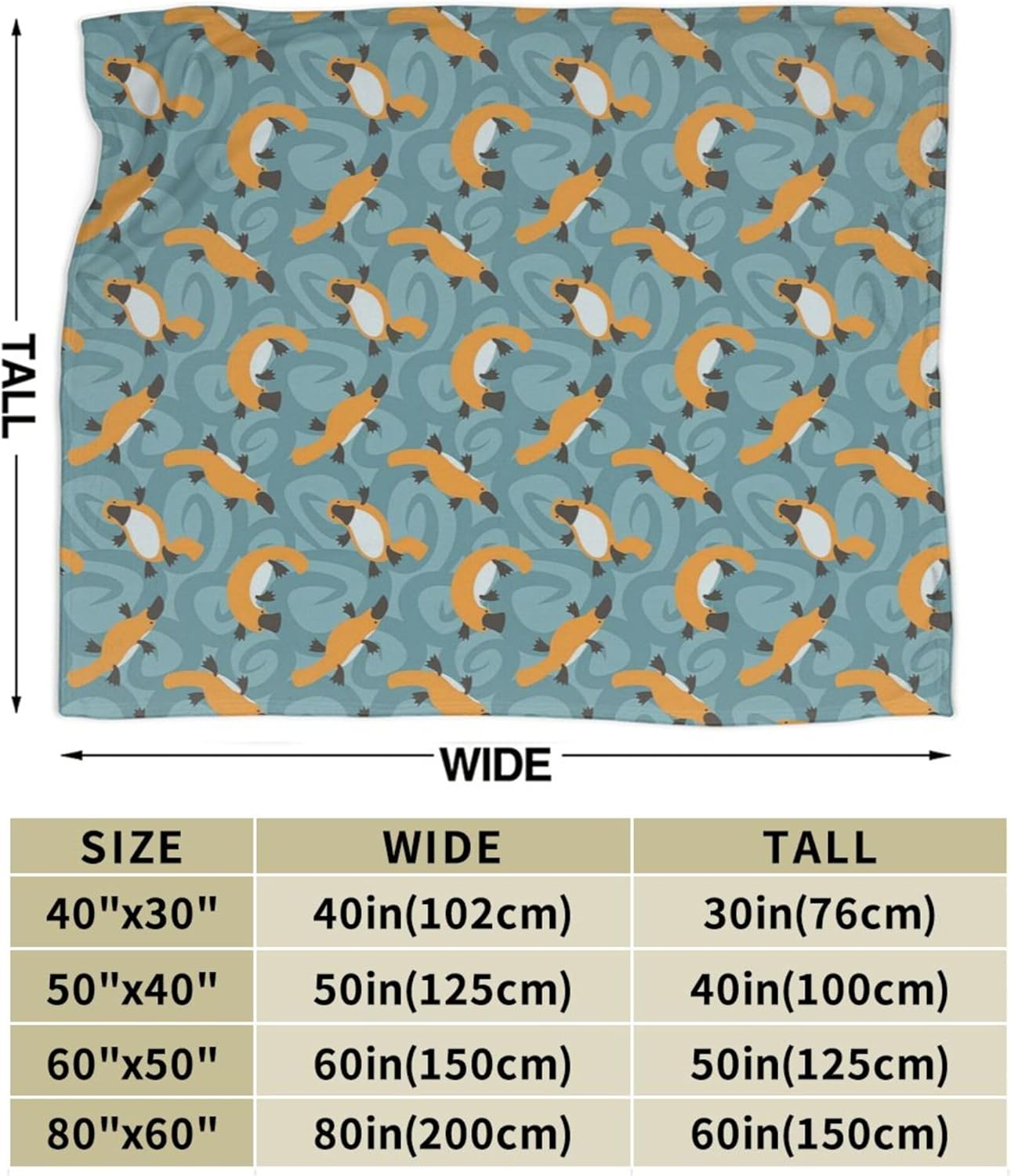 Cartoon Platypus Blanket Super Soft Flannel Blanket Comfy Cozy Throw Blanket Couch Lightweight Blankets for Living Room Bedroom 60"x50"