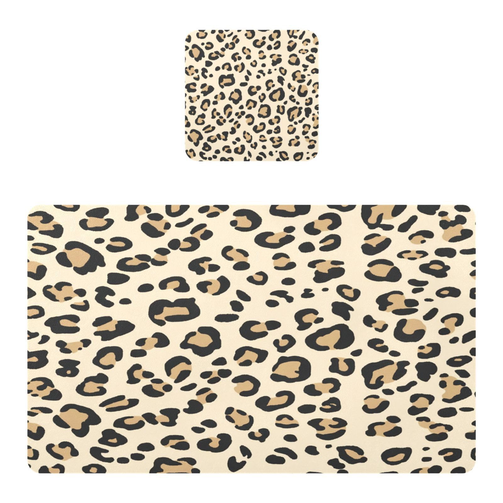 BURSTDDY Leopard Print Placemat Waterproof Place Mat for Dining Table