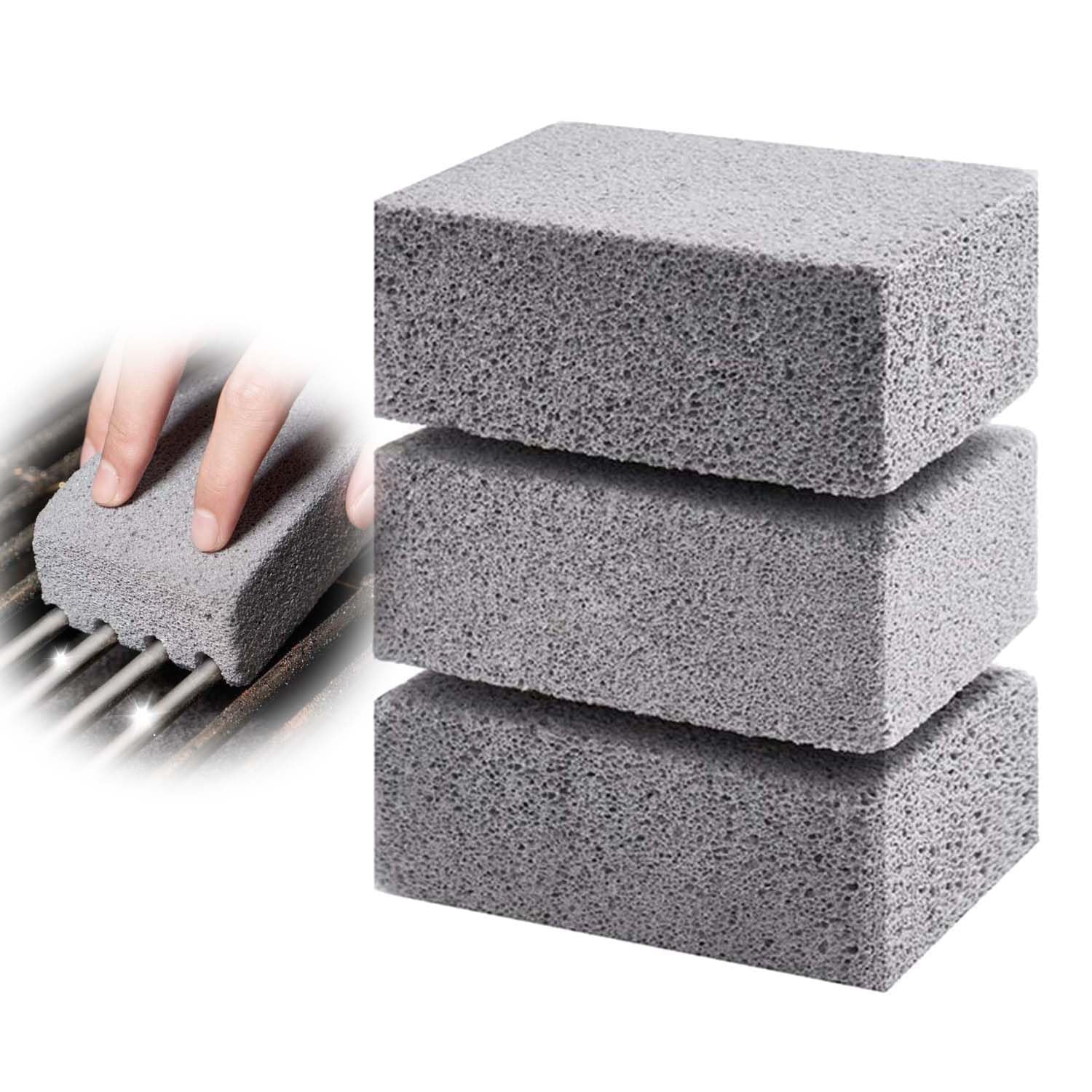Azonee Grill Griddle Cleaning Brick, 3Pcs Block Ecological Grill Cleaning Brick De-Scaling Cleaning Stone Magic Stone for Safely and Quickly Cleaning Flat Top Grills Removes Stubborn Stains Grime