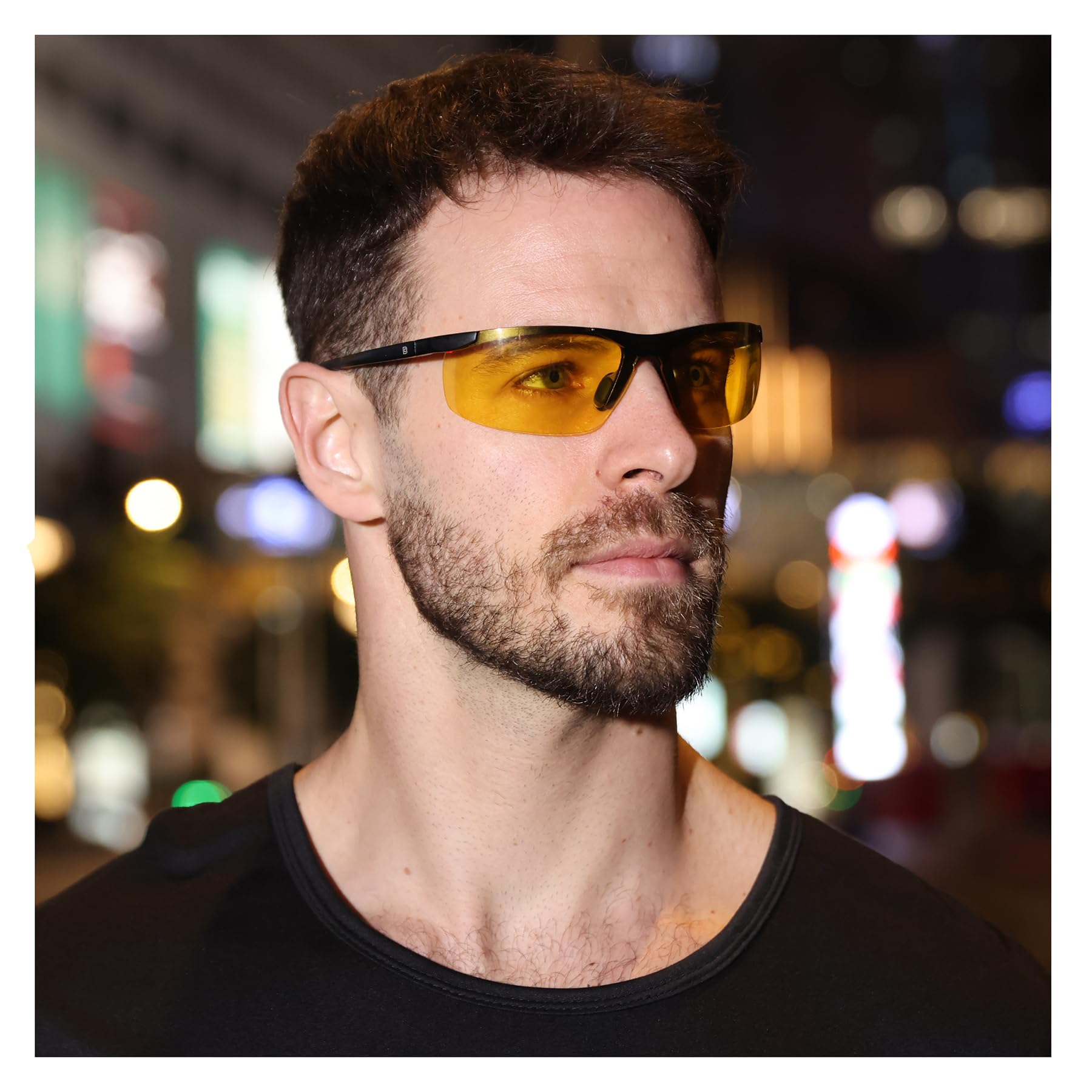 DUCO Lunettes de conduite de nuit Lunettes de conduite nocturne et mauvais temps Lunettes Polarisées pour la Conduite de nuit 8125 (Cadre noir)