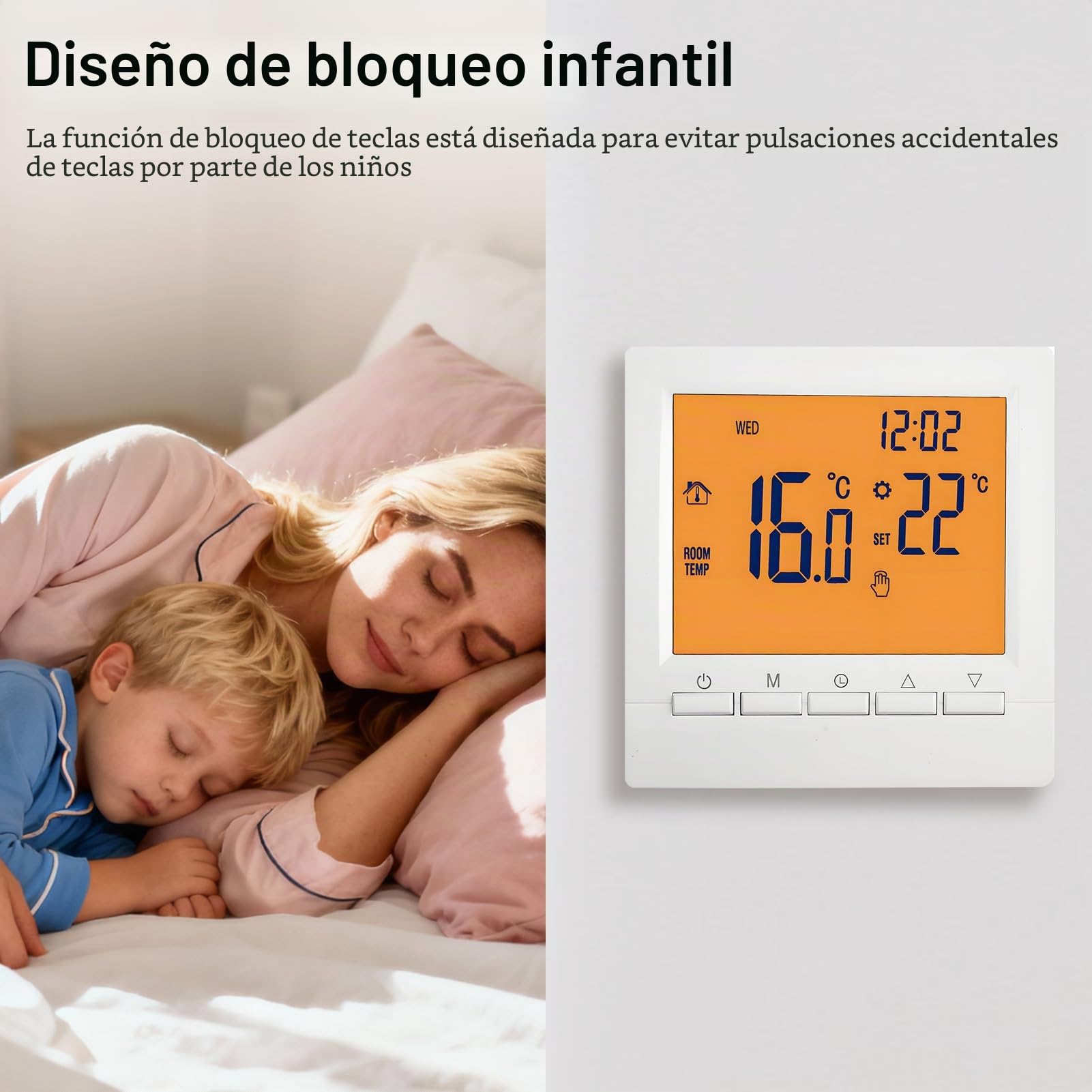 Termostato inteligente programable, termostato montado en la pared, calderas de gas, controlador de temperatura de calefacción con pantalla LCD grande, sin WiFi