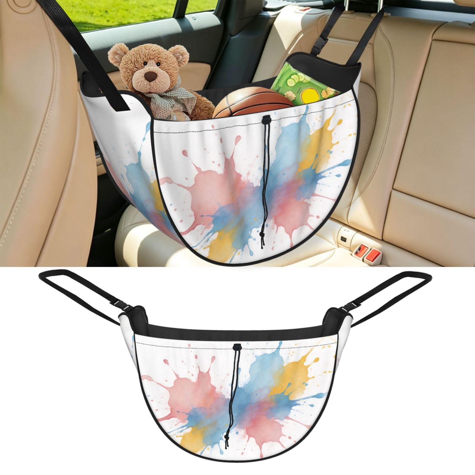 Cntdbu Black Color Splash Dot Car Seat Organizer-Backseat Storage Bag For Travel