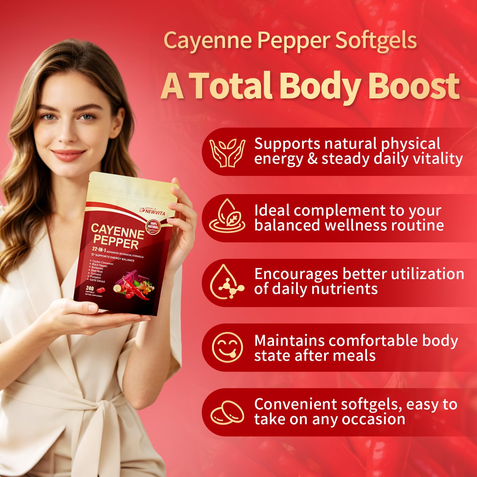 22-in-1 Cayenne Pepper Softgels Supplement, 240 Softgels — Amazon image 2