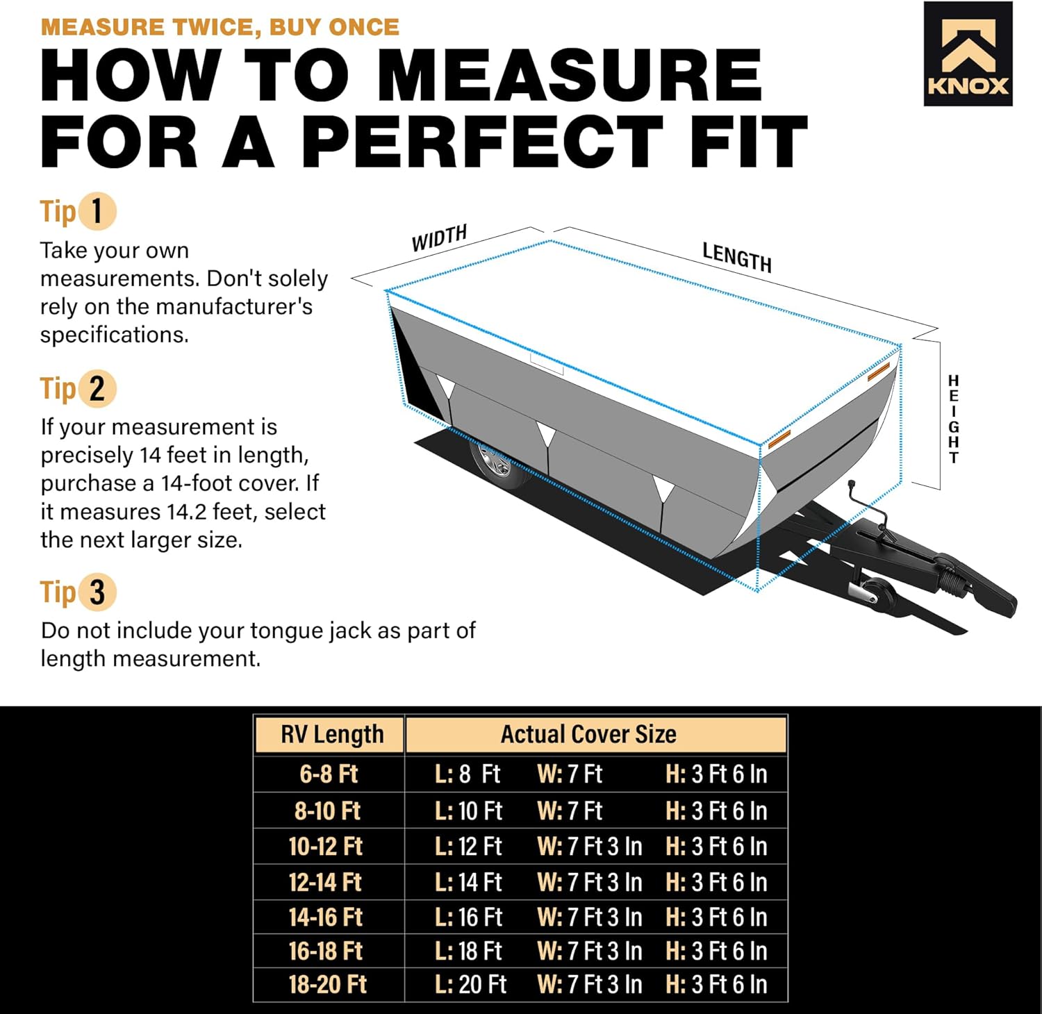 3rd Gen Pop up Folding Camper Cover, Anti-Tear 7 Layer APEX Fabric, Fits Folding Campers and RVs, Pop-up Trailer Cover Comes with Tire Covers and User-Friendly Instructions - Size 18-20 ft