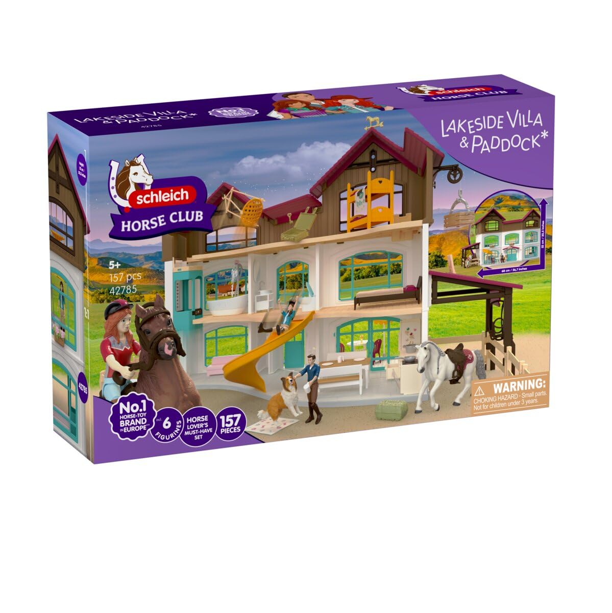 Schleich HORSE CLUB | Villa e Paddock sul Lago 42785 | 157 pezzi | Set da gioco dai 6 anni | set con personaggi, numerose funzioni e tanti accessori | giocattolo cavallo realistico