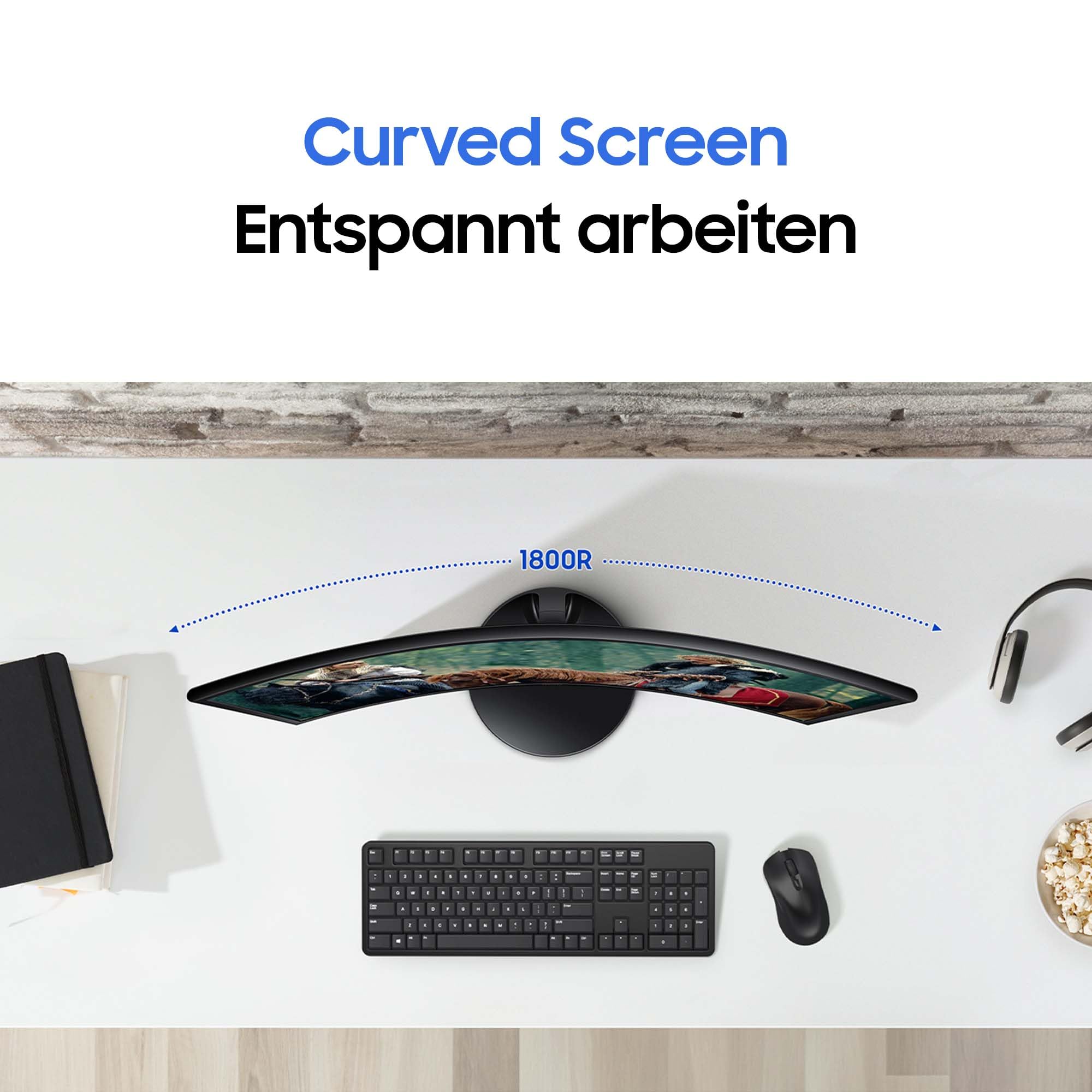 Samsung S36GD Essential Curved Monitor 27 Zoll, VA-Panel, Full HD, 4 ms, 100 Hz, Schwarz